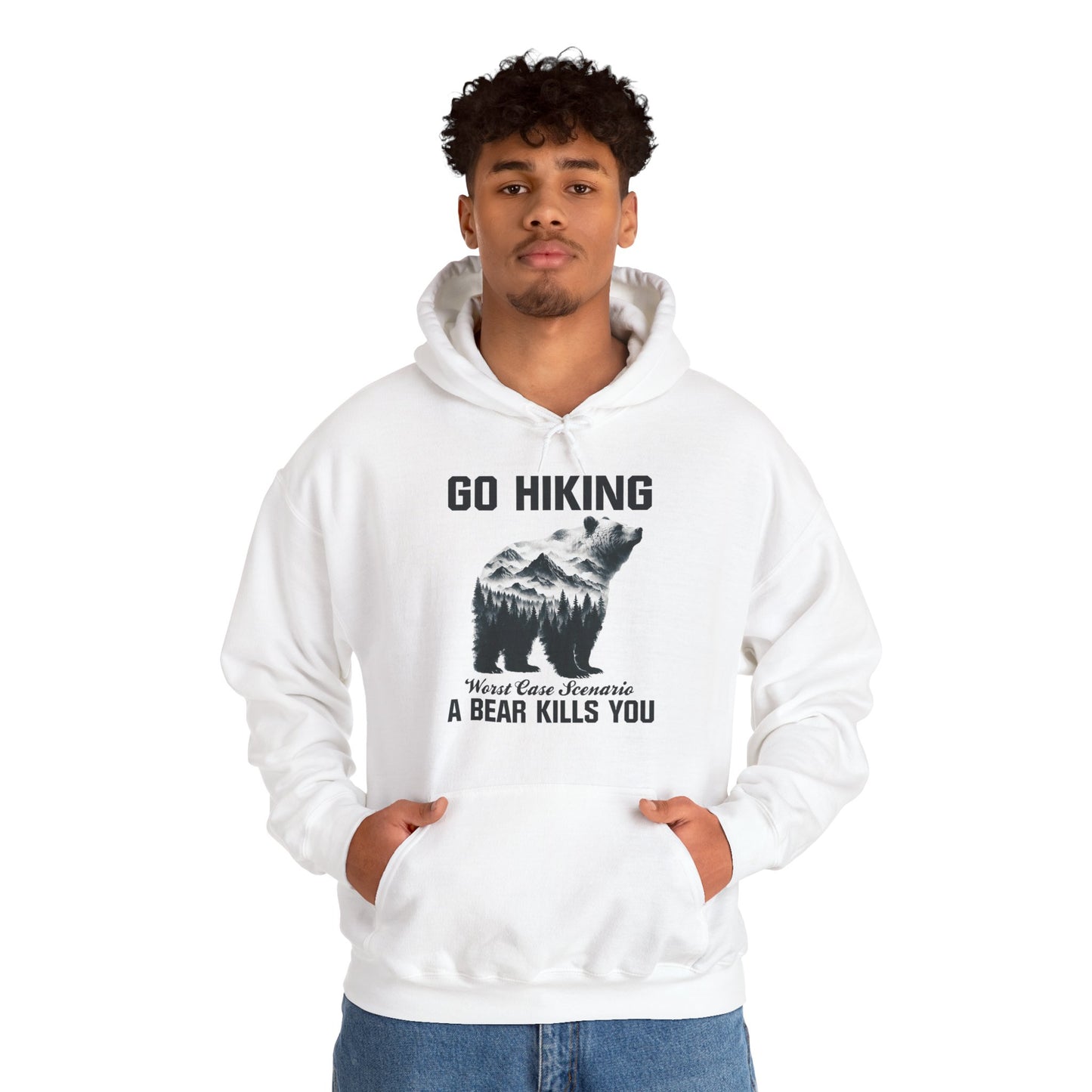 Go Hiking - Worst Case Hoodie | HappyCamperCrew.Com 100% Authentic | Cozy Camping Hoodie | Unisex Hooded Sweatshirt for Nature Lovers, Casual Wear, Gift for Him/Her, Outdoor Adventures, Cozy Days & Warm Nights by the Campfire