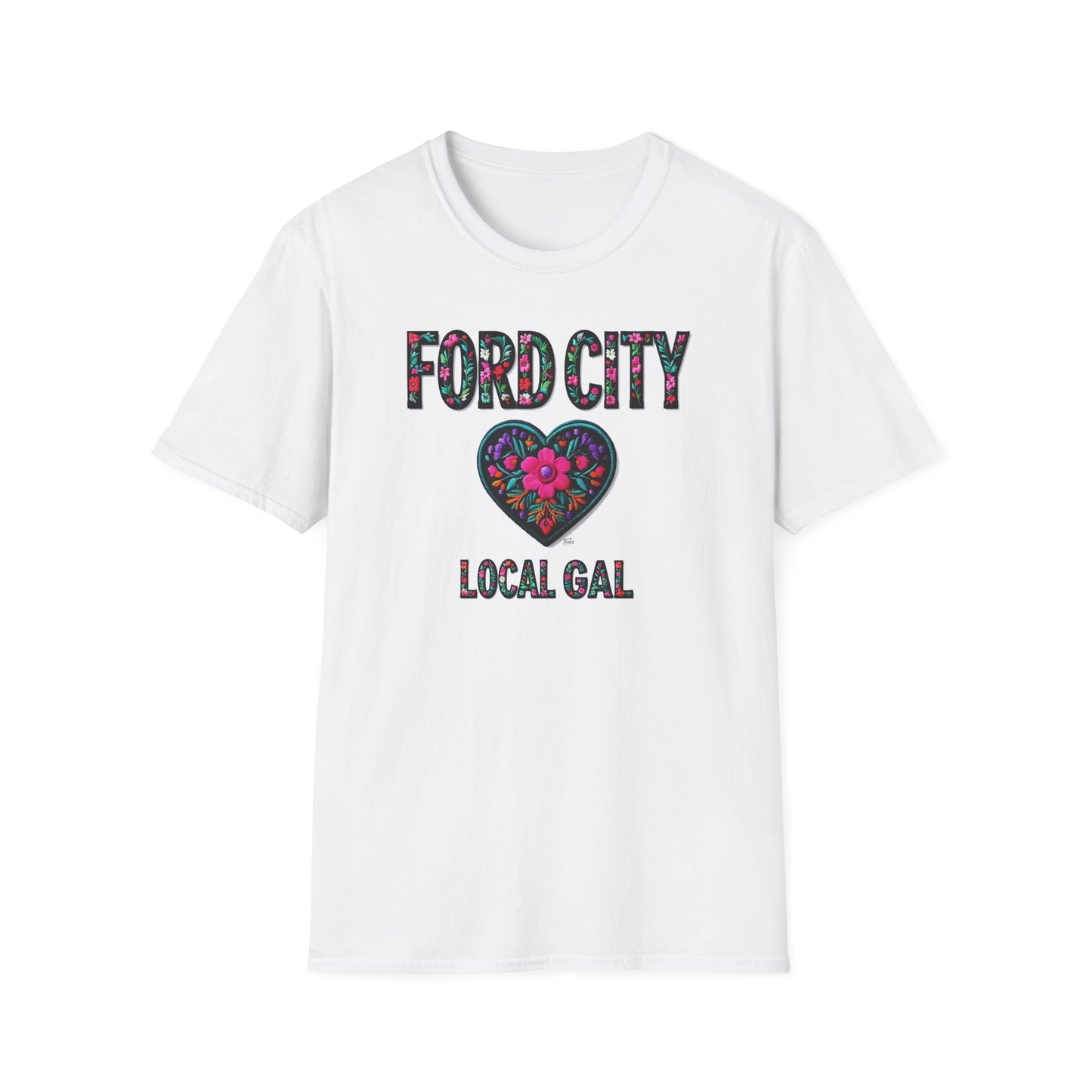 FORD CITY Local Gal Flower-Heart T-Shirt, 3 Softstyle Graphic Tee, Unisex Casual Wear, Support Local Merch, Gift for Community Lovers, Finkz WINDSOR