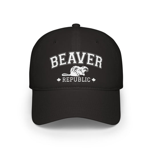 Beaver Republic Black Low Profile Baseball Cap, Adjustable Hat, Outdoor Gear, Casual Style, Gift for Nature Lovers