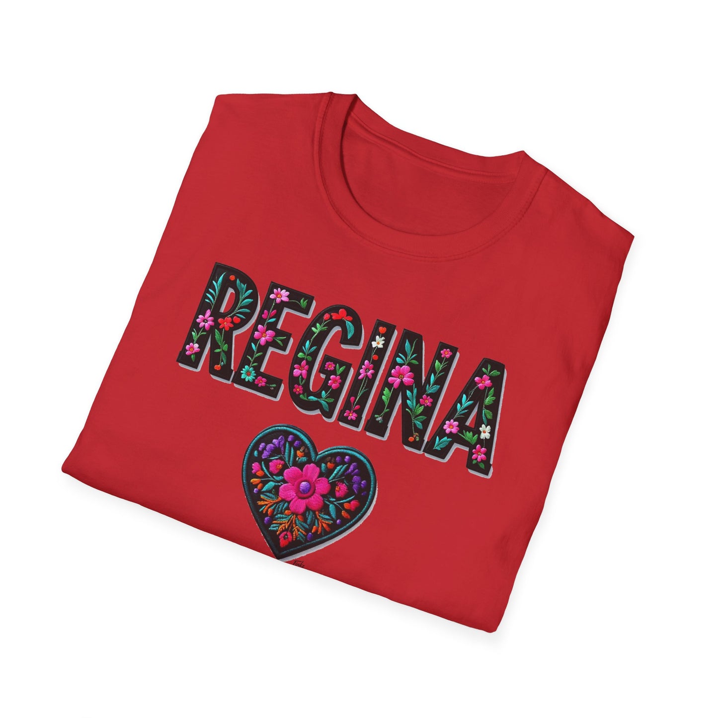 Regina Local Gal Flower-Heart T-Shirt, c10-n00-s005 Softstyle Graphic Tee, Unisex Casual Wear, Support Local Merch, Gift for Community Lovers, Finkz WINDSOR