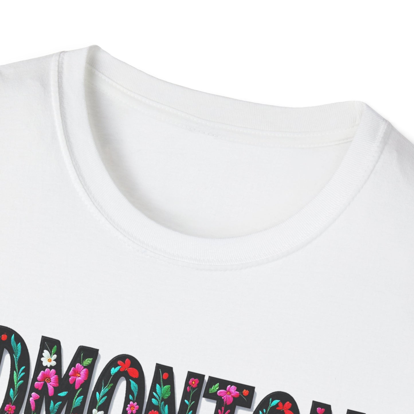 Edmonton Local Gal Flower-Heart T-Shirt, c012-n00-s005 Softstyle Graphic Tee, Unisex Casual Wear, Support Local Merch, Gift for Community Lovers, Finkz