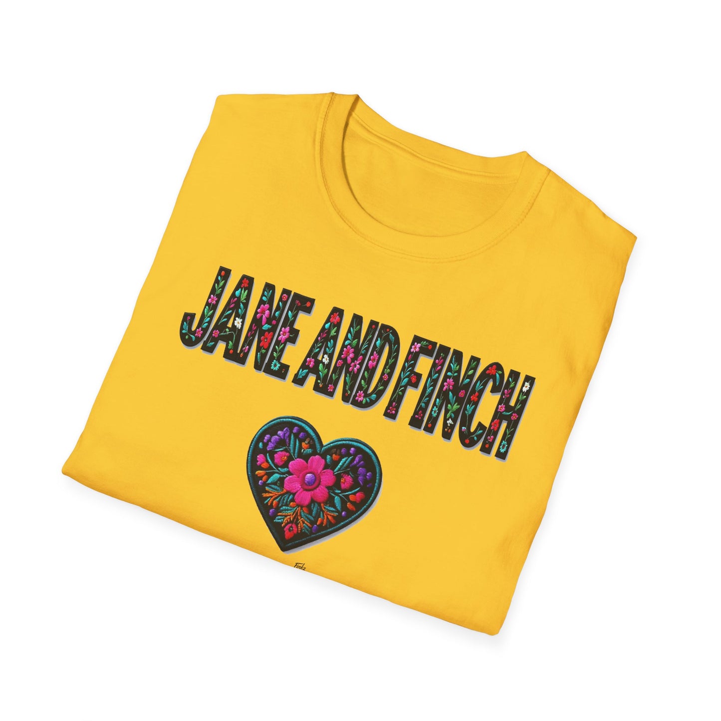 Jane & Finch Local Gal Flower-Heart T-Shirt, c06-n01-s005 Softstyle Graphic Tee, Unisex Casual Wear, Support Local Merch, Gift for Community Lovers, Finkz WINDSOR