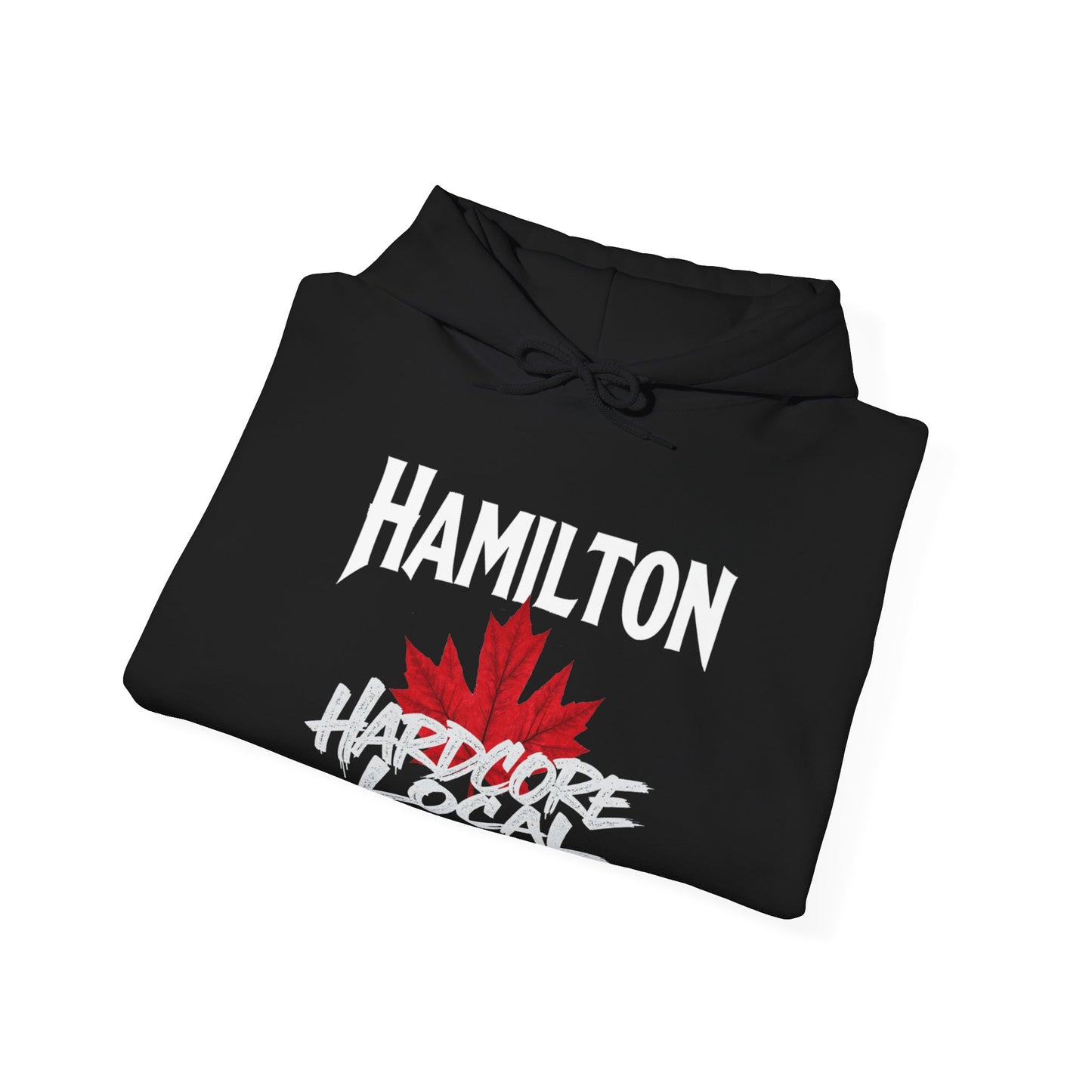 Hamilton HARDCORE LOCAL red leaf, Hooded Sweatshirt - c04-n00-hs006 Unisex Heavy Blend™ Pullover, Casual Hoodie for Every Day, Gift for Friends, Support'n Locals -Local Pride Apparel Support Your Community