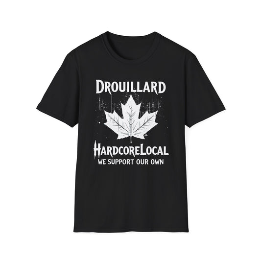 DROUILLARD, We Support Our Own 2, Hardcore Local White Leaf T-Shirt, Softstyle Graphic Tee, Unisex Casual Wear, Support Local Merch, Gift for Community Lovers Finkz Windsor