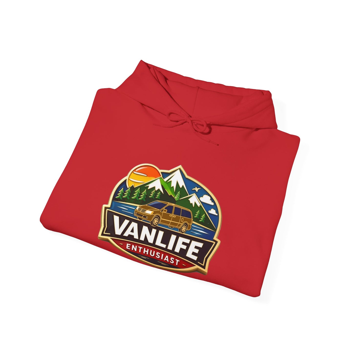 Vanlife Enthusiast Hoodie - Vintage Mountain Camper Graphic Hooded Sweatshirt