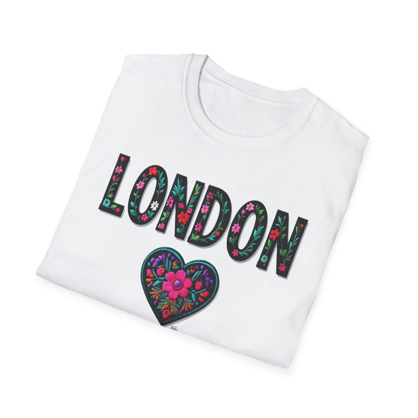 London Local Gal Flower-Heart T-Shirt, c02-n00-s005 Softstyle Graphic Tee, Unisex Casual Wear, Support Local Merch, Gift for Community Lovers, Finkz WINDSOR