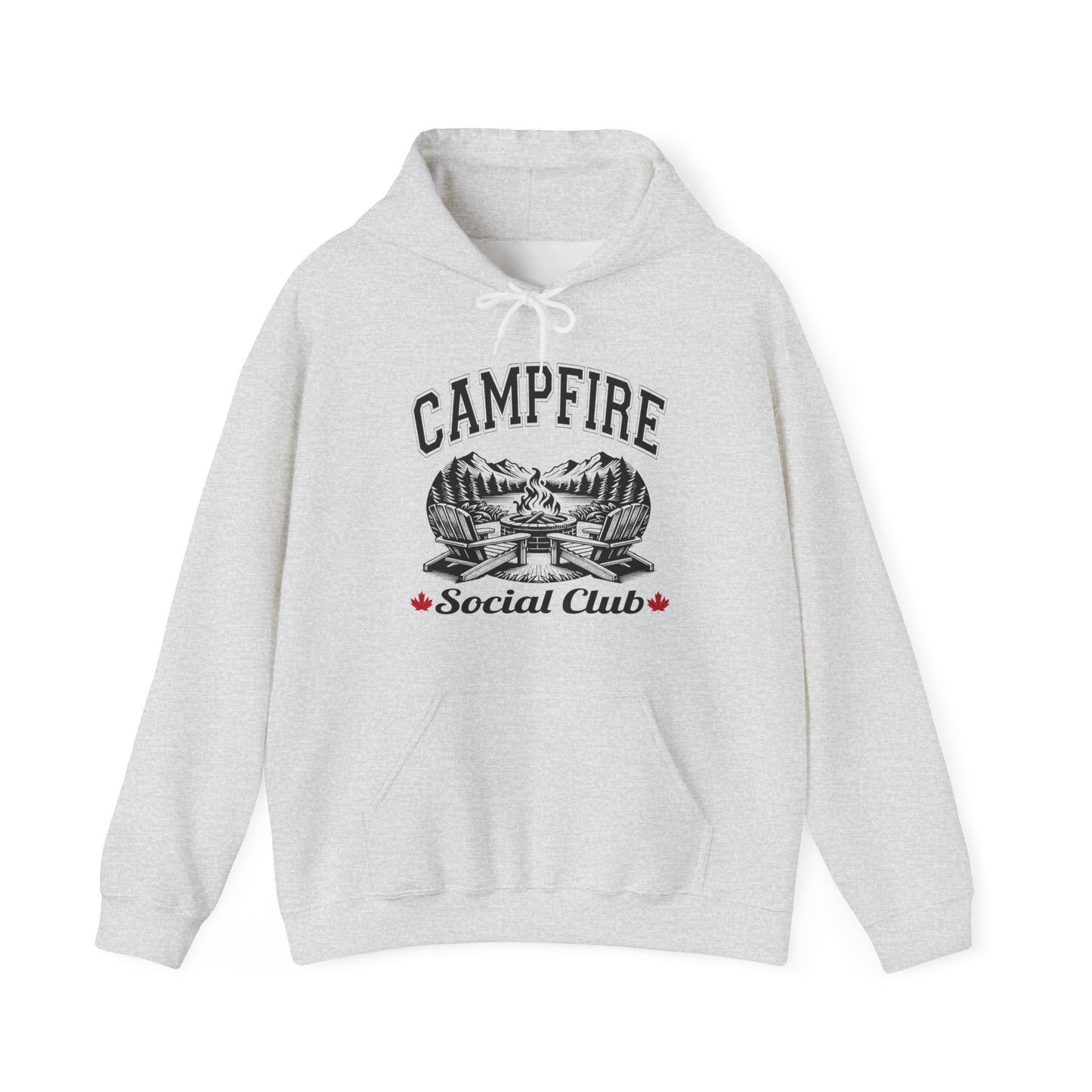 Campfire Social Club Hoodie | HappyCamperCrew.Com 100% Authentic | Cozy Camping Hoodie | Unisex Hooded Sweatshirt for Nature Lovers, Casual Wear, Gift for Him/Her, Outdoor Adventures, Cozy Days & Warm Nights by the Campfire