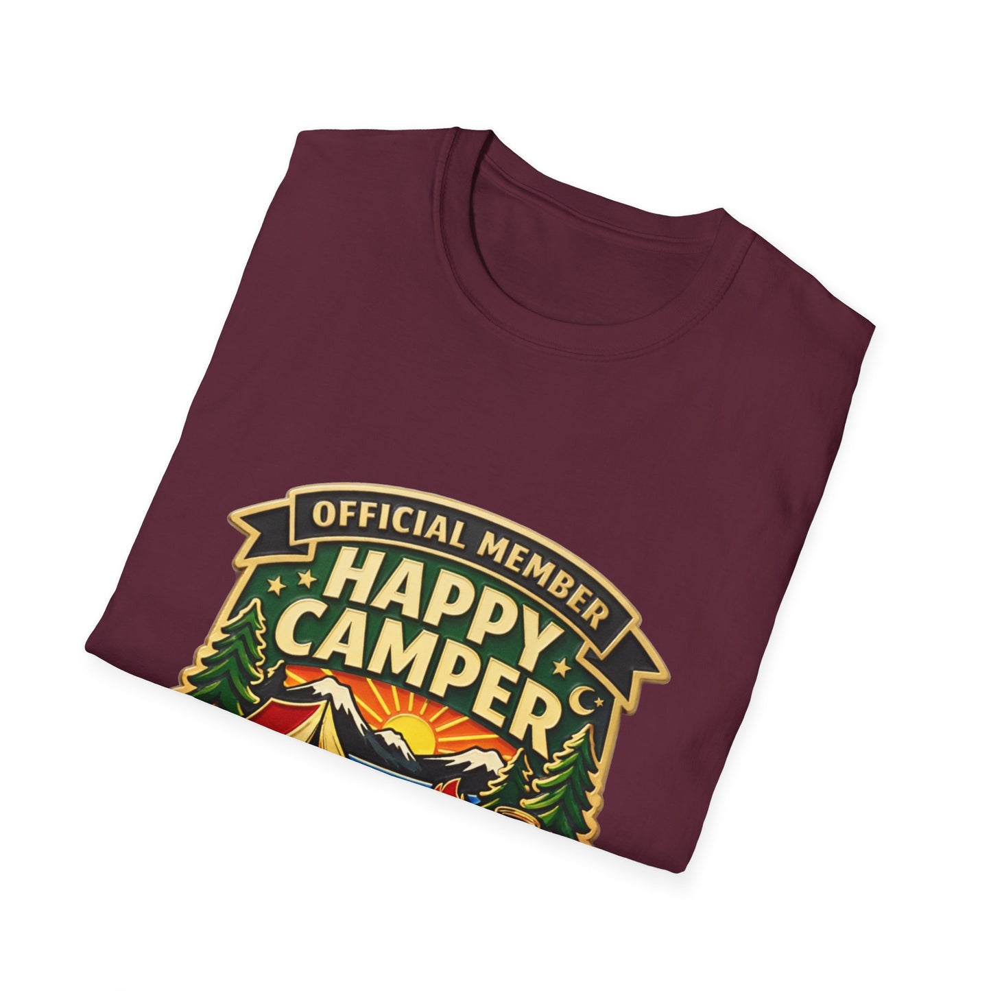 Happy Camper Crew T-Shirt Dark, Softstyle, Unisex  - HappyCamperCrew.com