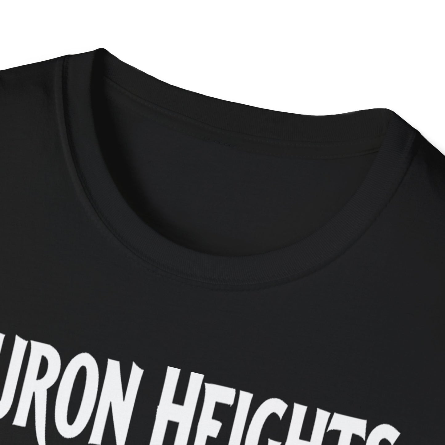 Huron Heights Hardcore Rep'n White Leaf T-Shirt, c002-n06-s007 Softstyle Graphic Tee, Unisex Casual Wear, Support'n Locals Merch, Gift for Community Lovers.