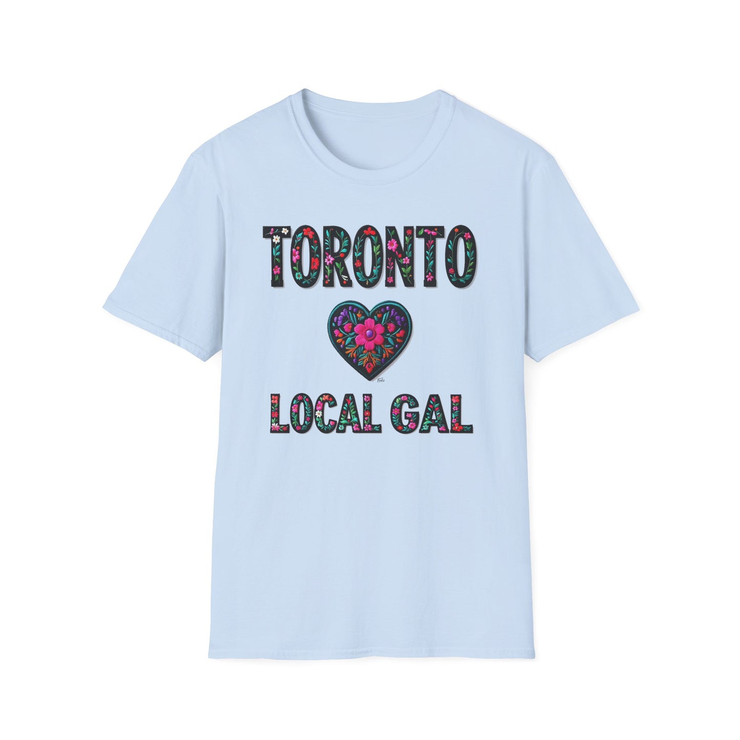 toronto Local Gal Flower-Heart T-Shirt, c06-n00-s005 Softstyle Graphic Tee, Unisex Casual Wear, Support Local Merch, Gift for Community Lovers, Finkz WINDSOR