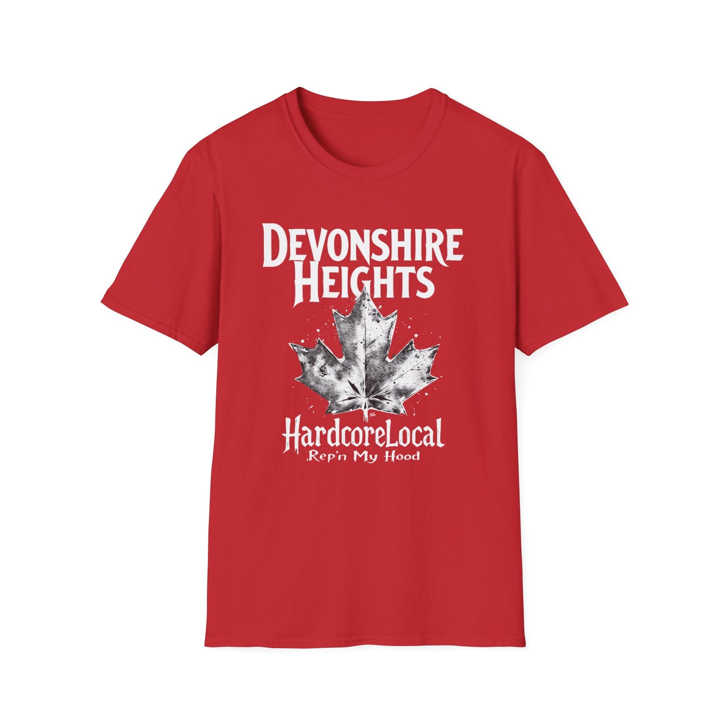 DEVONSHIRE HEIGHTS, Rep'n My Hood, Hardcore Local Cool Leaf T-Shirt, Softstyle Graphic Tee, Unisex Casual Wear, Support Local Merch, Gift for Community Lovers, Finkz WINDSOR