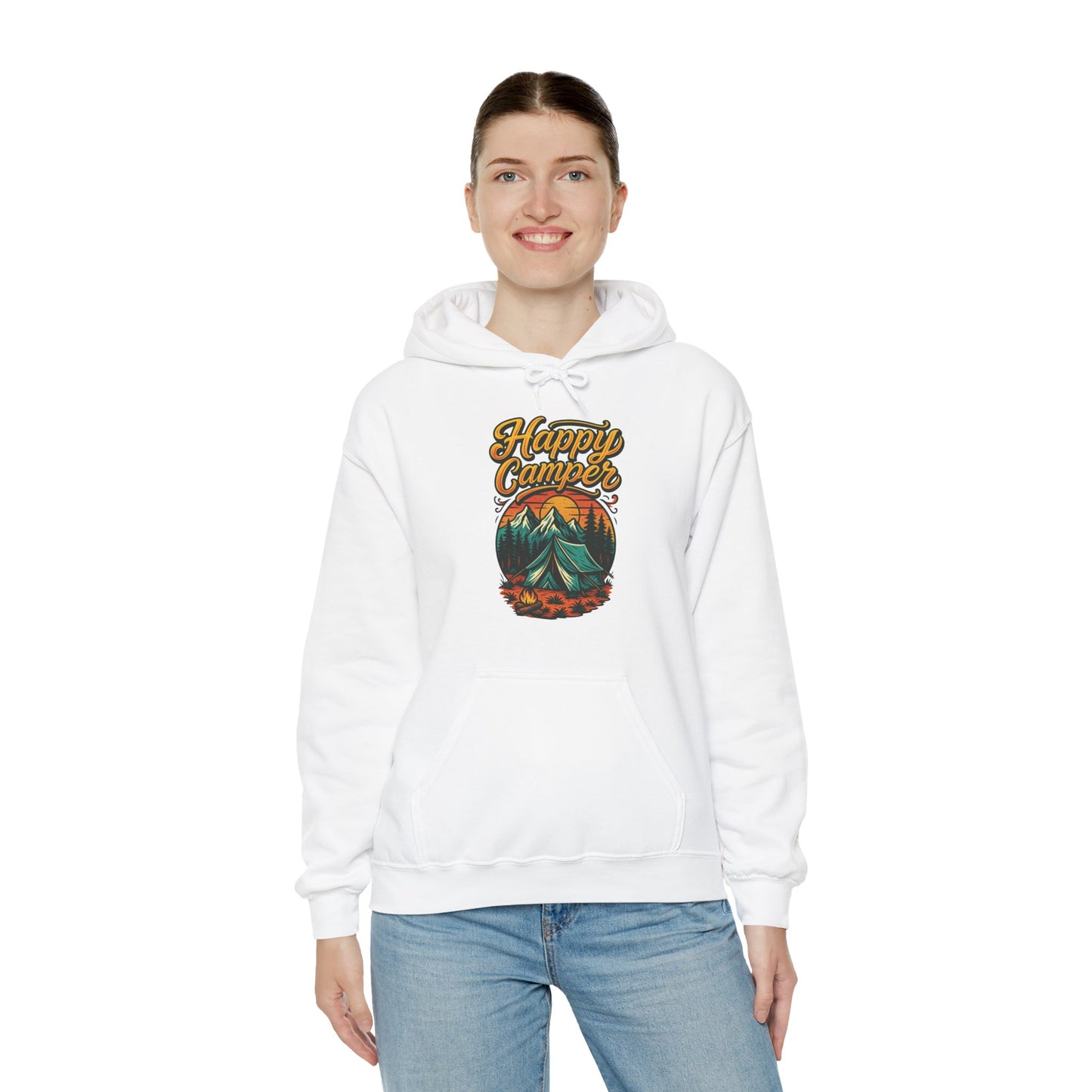 Happy Camper Hoodie | HappyCamperCrew.Com 100% Authentic | Cozy Camping Hoodie | Unisex Hooded Sweatshirt for Nature Lovers, Casual Wear, Gift for Him/Her, Outdoor Adventures, Cozy Days & Warm Nights by the Campfire