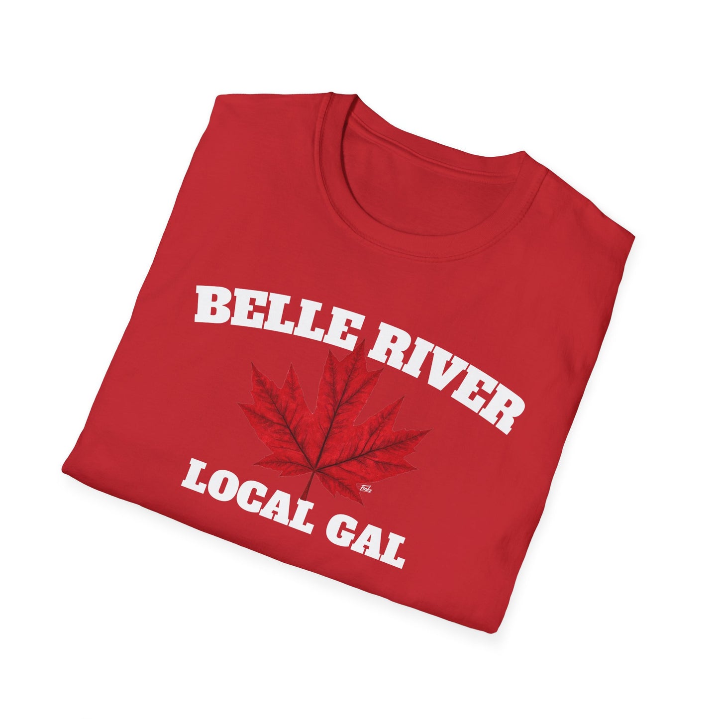BELLE RIVER Local Gal Red Leaf T-Shirt, Softstyle Graphic Tee, Unisex Casual Wear, Support Local Merch, Gift for Community Lovers, Finkz Windsor