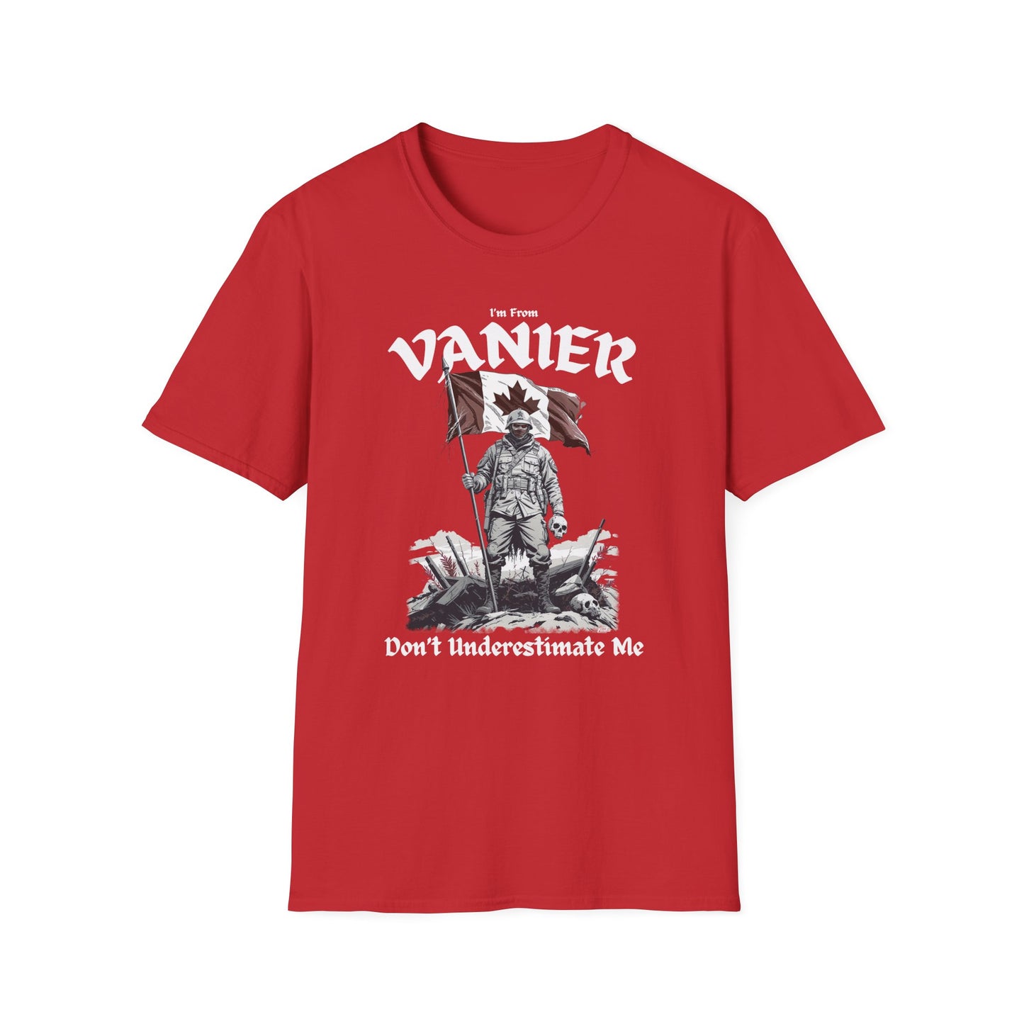 Vanier Underestimate Guy T-Shirt, c03-n09-s002 Softstyle Graphic Tee, Unisex Casual Wear, Support'n Locals Merch, Gift for Community Lovers.