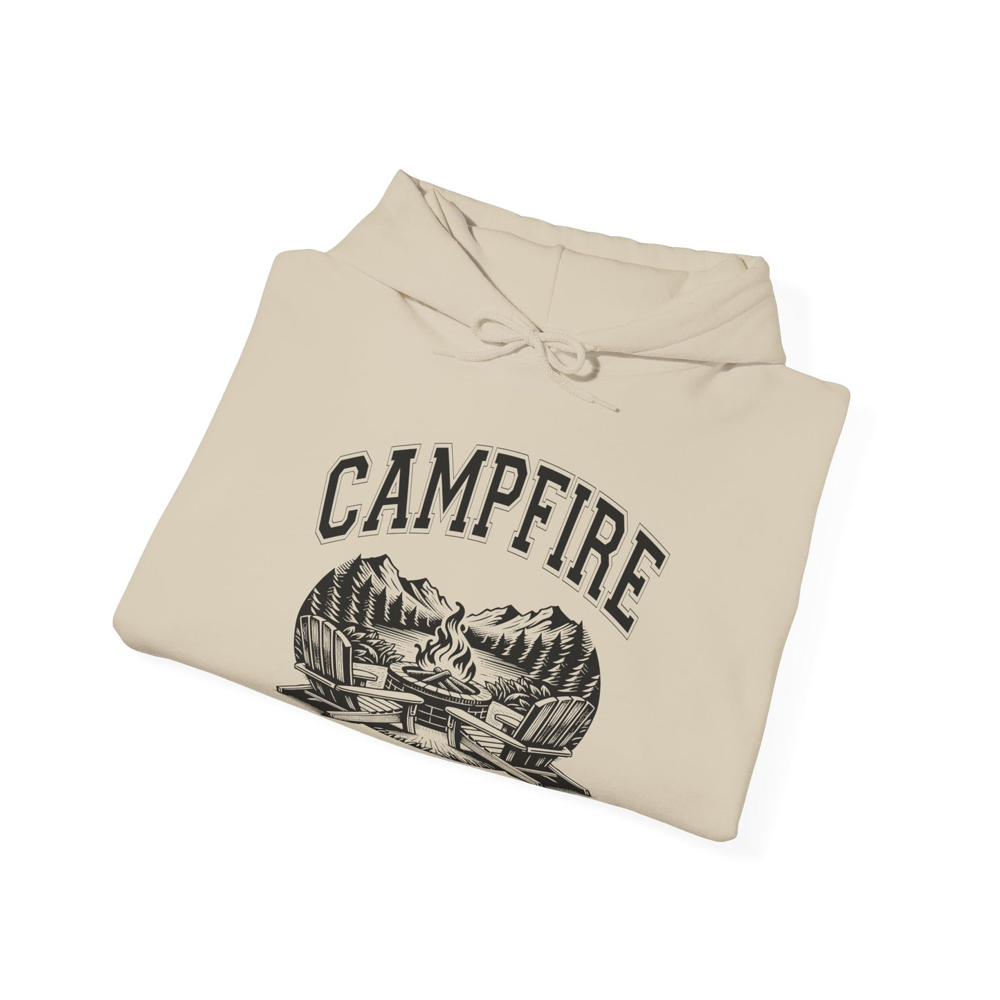 Campfire Social Club Hoodie | HappyCamperCrew.Com 100% Authentic | Cozy Camping Hoodie | Unisex Hooded Sweatshirt for Nature Lovers, Casual Wear, Gift for Him/Her, Outdoor Adventures, Cozy Days & Warm Nights by the Campfire