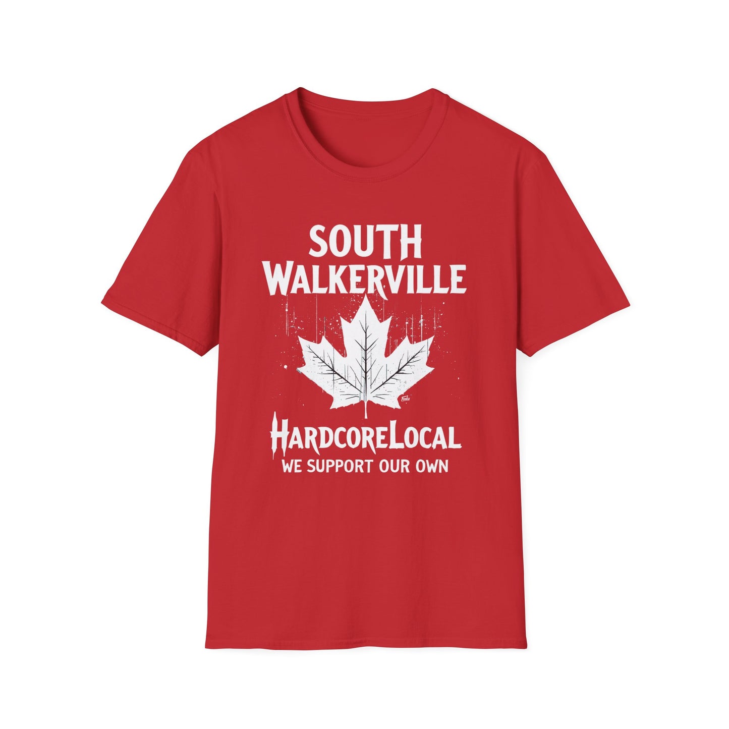 SOUTH WALKERVILLE, We Support Our Own 2, Hardcore Local White Leaf T-Shirt, Softstyle Graphic Tee, Unisex Casual Wear, Support Local Merch, Gift for Community Lovers Finkz Windsor