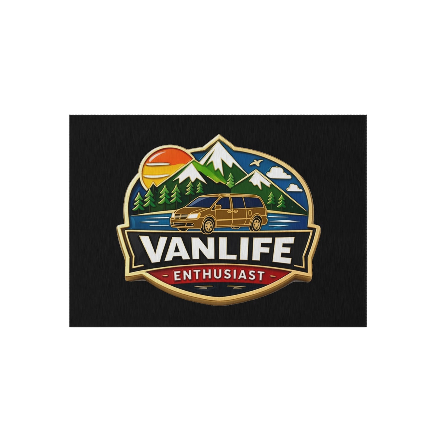Vanlife Enthusiast Outdoor Rug — Camping Van Adventure Doormat