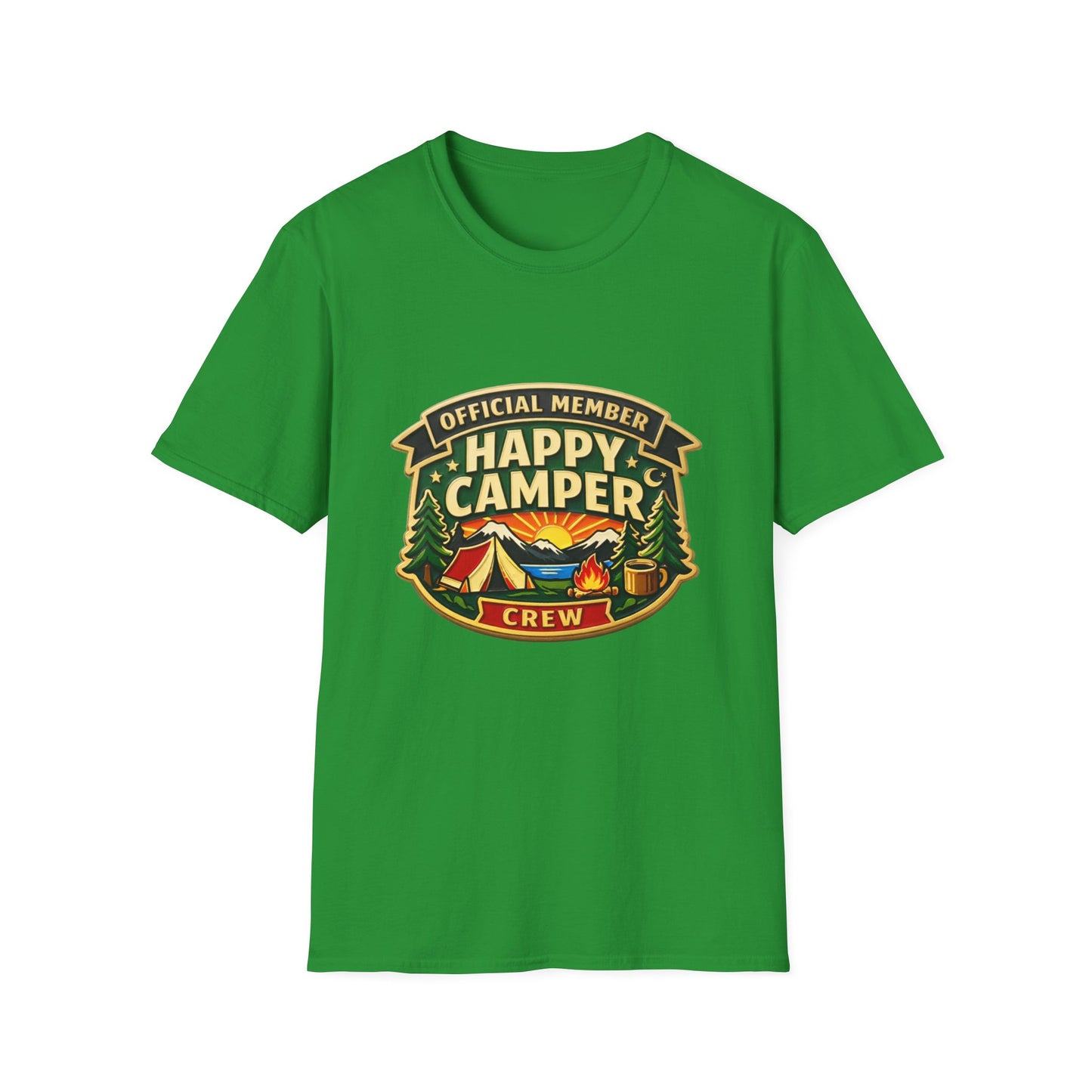 Happy Camper Crew T-Shirt Dark, Softstyle, Unisex  - HappyCamperCrew.com