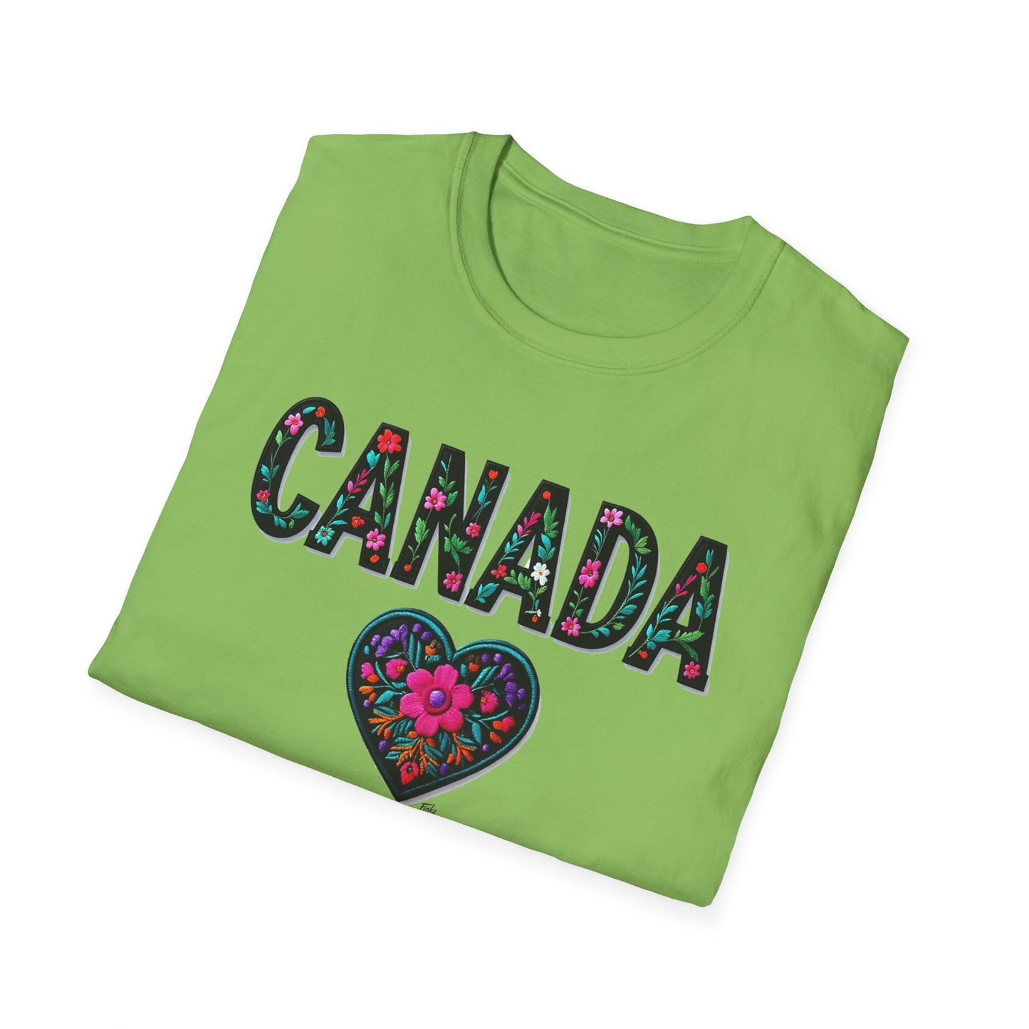 Canada Local Gal Flower-Heart T-Shirt, c00-n00-s005 Softstyle Graphic Tee, Unisex Casual Wear, Support Local Merch, Gift for Community Lovers, Finkz WINDSOR