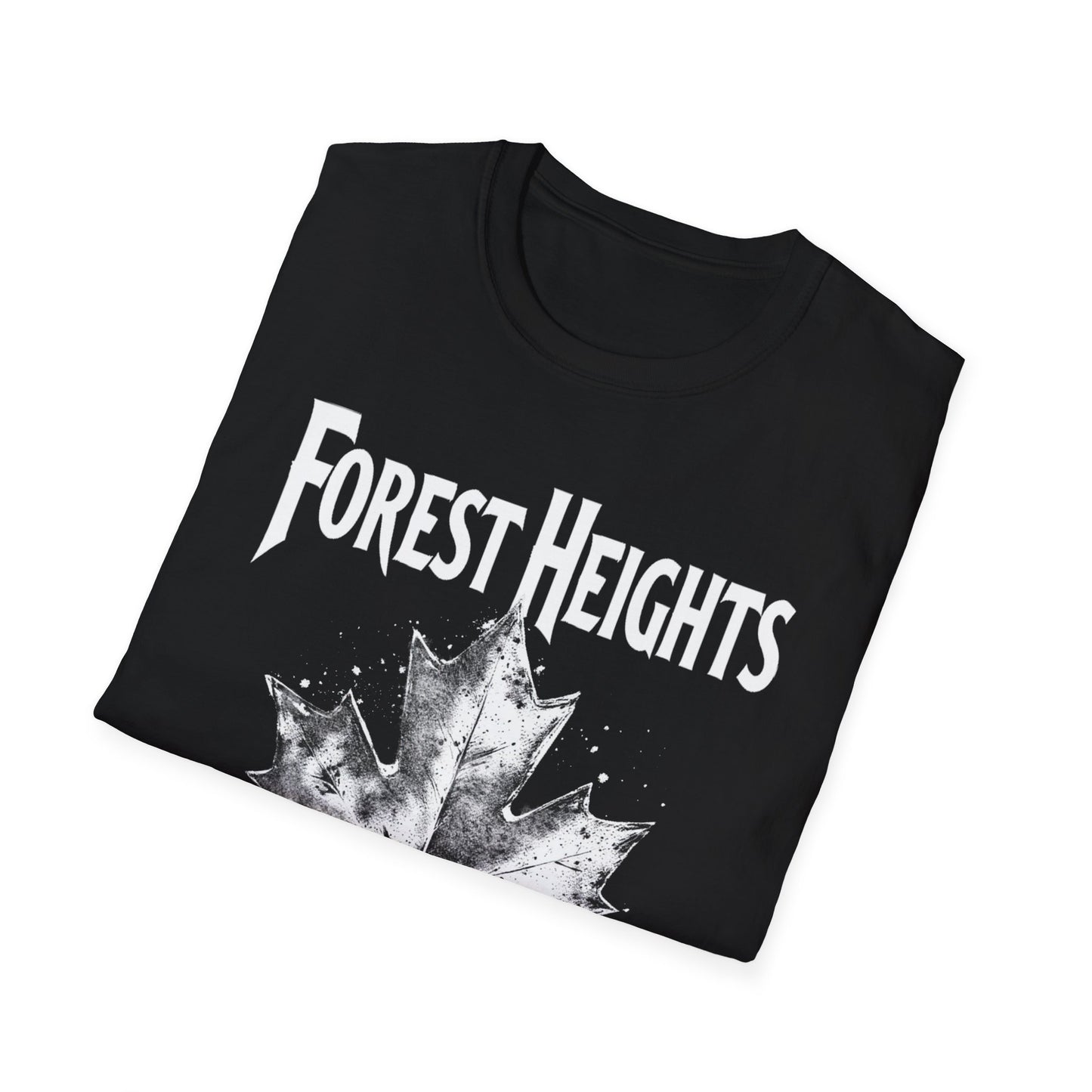 Forest Heights Hardcore Rep'n White Leaf T-Shirt, c03-n03-s007 Softstyle Graphic Tee, Unisex Casual Wear, Support'n Locals Merch, Gift for Community Lovers.