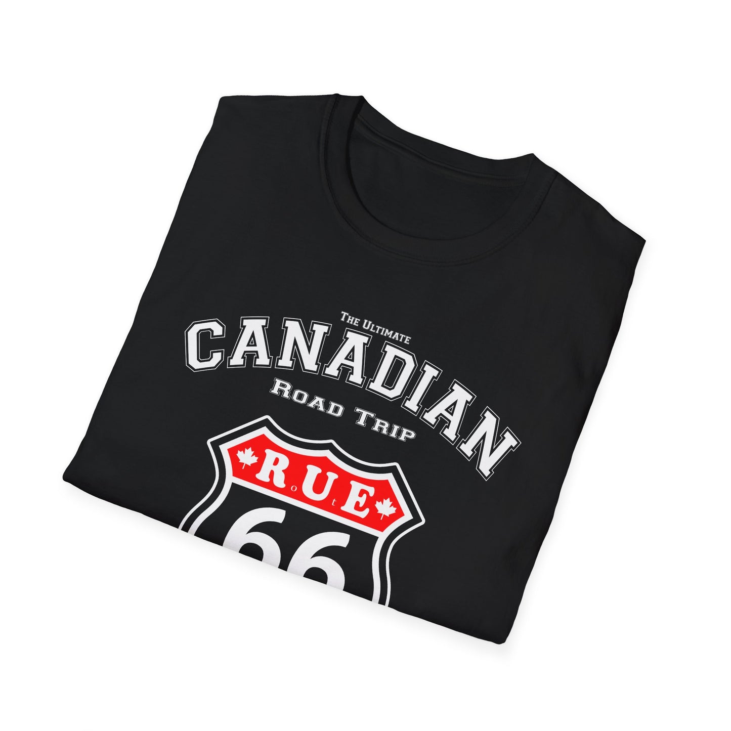 Canadian Rue 66 Road Trip Adventure Trail Black T-Shirt, Softstyle, Unisex - Rue66.ca