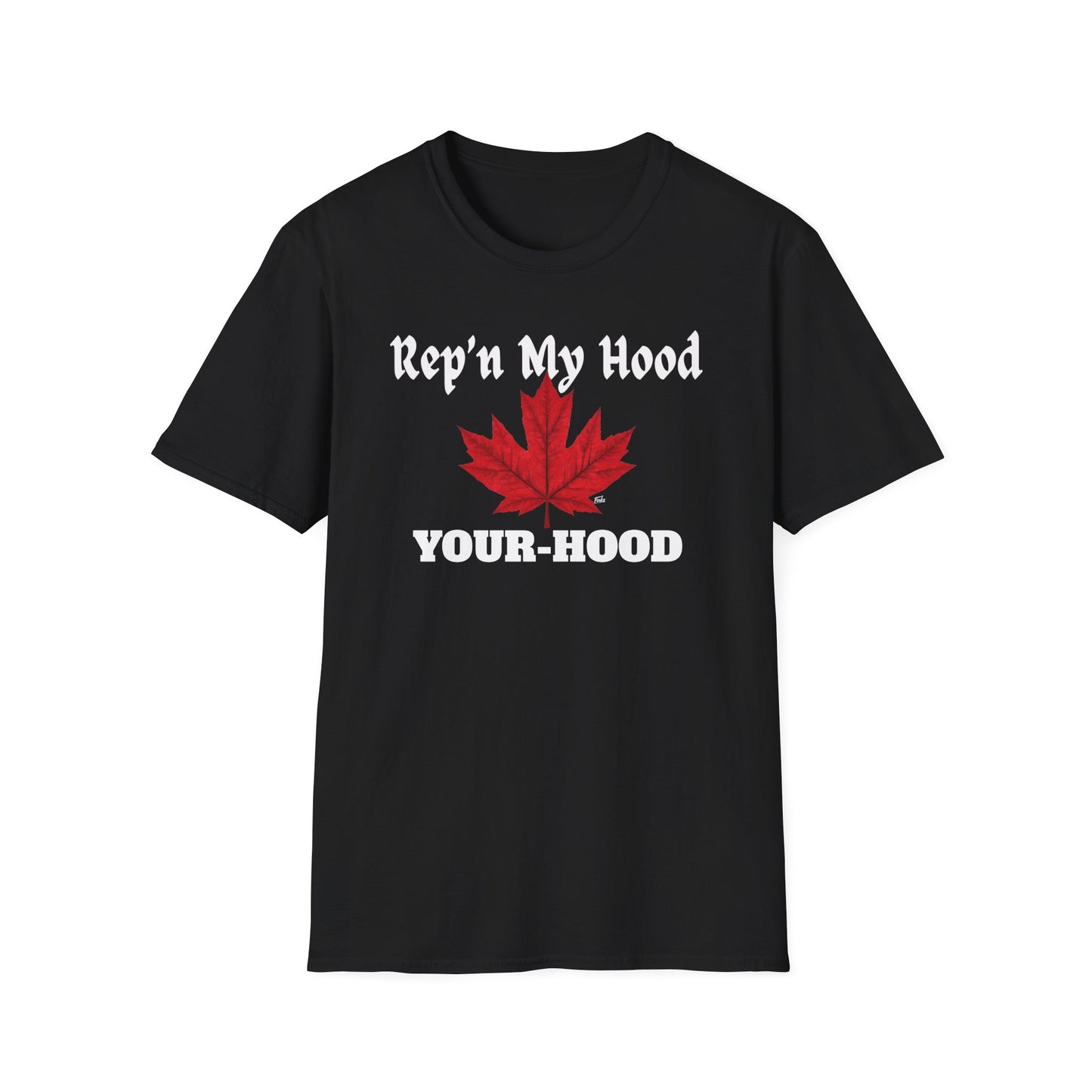 YOUR HOOD Rep'n My Hood Red Leaf T-Shirt, Softstyle Graphic Tee, Unisex Casual Wear, Support Local Merch, Gift for Community Lovers, Finkz