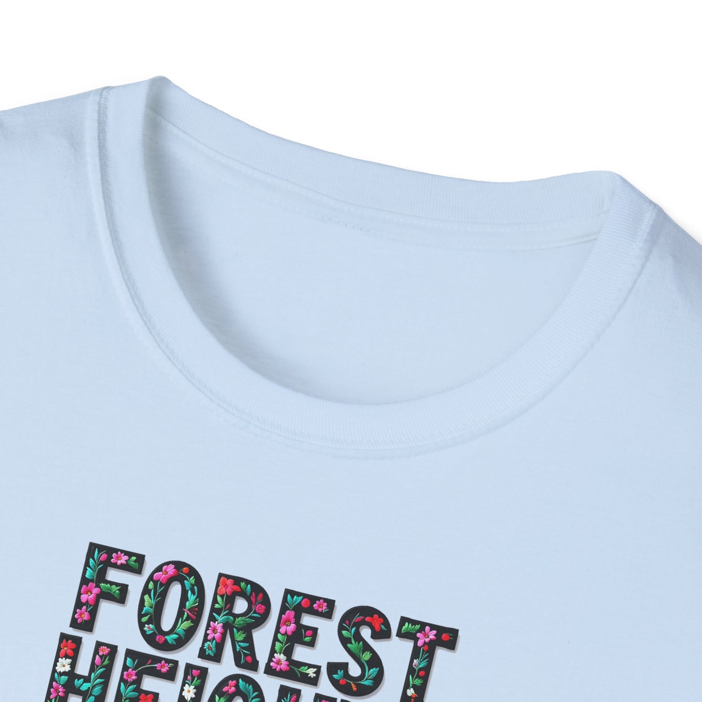 Forest Heights Local Gal Flower-Heart T-Shirt, c03-n03-s05  Softstyle Graphic Tee, Unisex Casual Wear, Support Local Merch, Gift for Community Lovers, Finkz WINDSOR