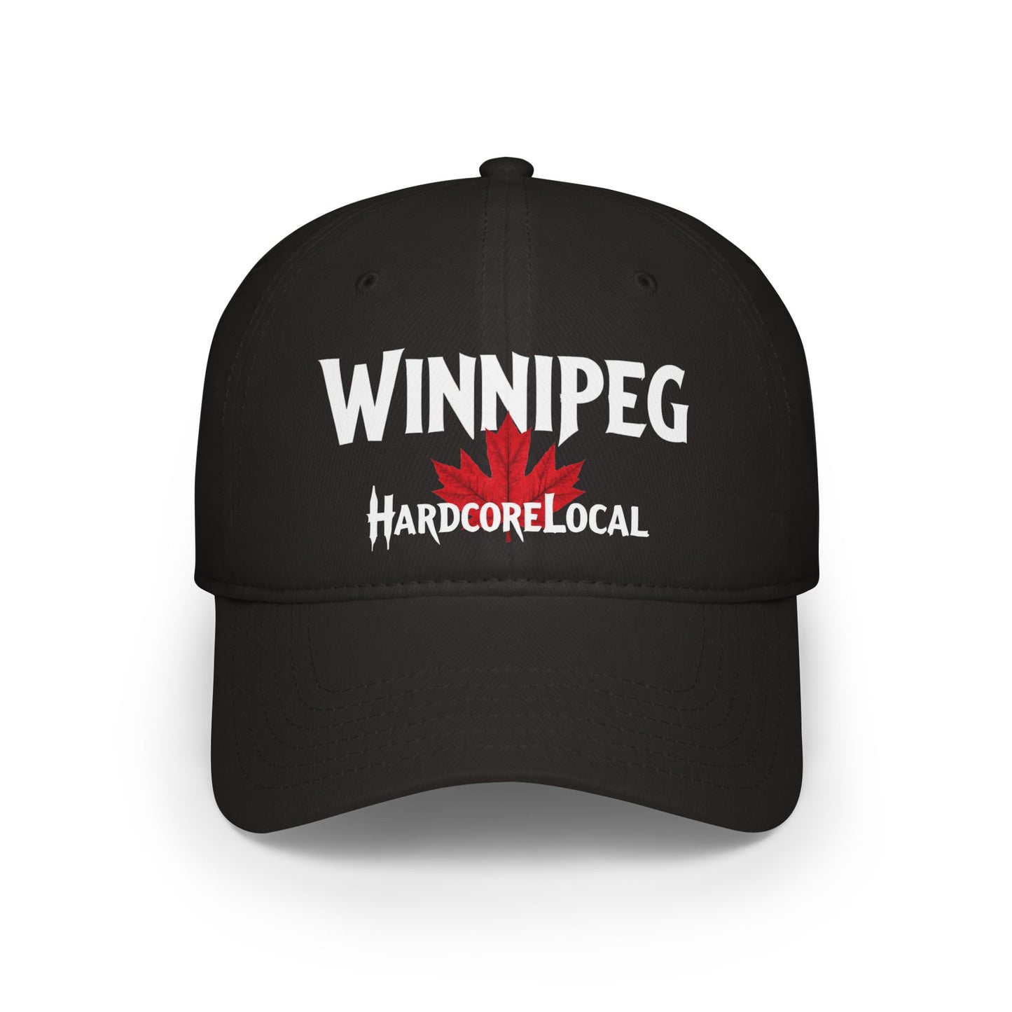 Winnipeg HARDCORE LOCAL Red LEAF Low Profile Baseball Cap - Hat for Community Lovers