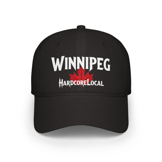 Winnipeg HARDCORE LOCAL Red LEAF Low Profile Baseball Cap - Hat for Community Lovers