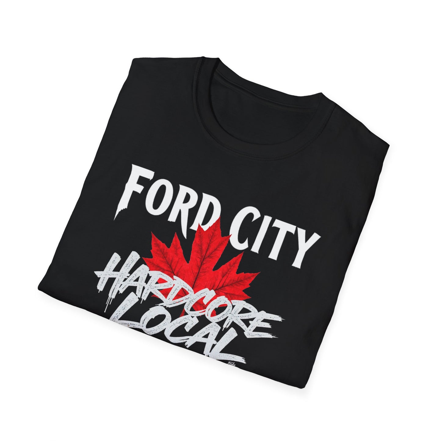FORD CITY Hardcore Local, We Support Our Own,  Red Leaf 3 T-Shirt, Softstyle Graphic Tee, Unisex Casual Wear, Support Local Merch, Gift for Community Lovers, FINKZ WINDSOR
