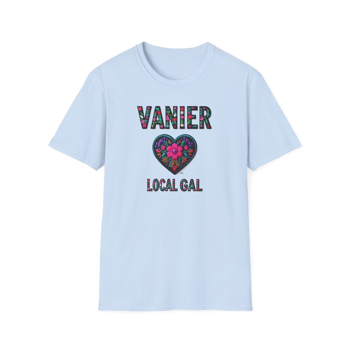 Vanier Local Gal Flower-Heart T-Shirt, c03-n09-s05  Softstyle Graphic Tee, Unisex Casual Wear, Support Local Merch, Gift for Community Lovers, Finkz WINDSOR