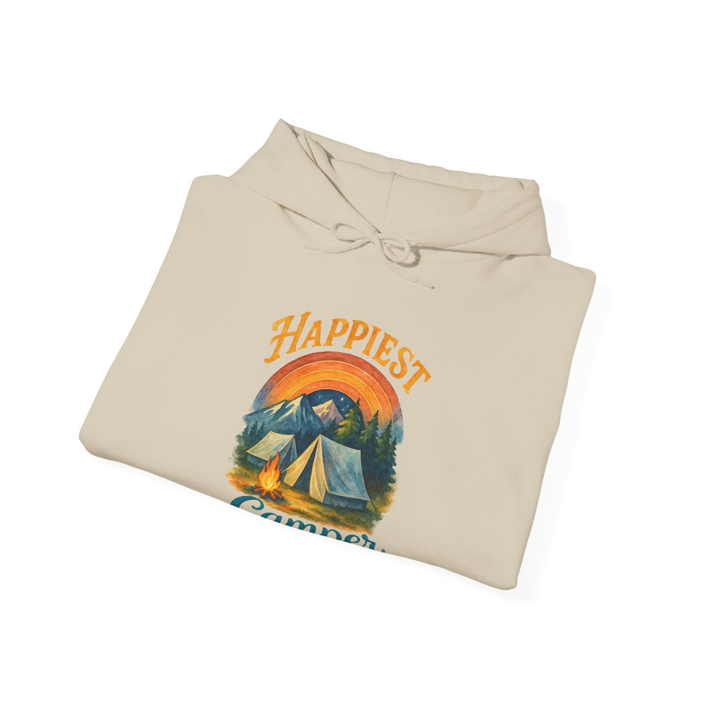 Happiest Camper Hoodie | HappyCamperCrew.Com 100% Authentic | Cozy Camping Hoodie | Unisex Hooded Sweatshirt for Nature Lovers, Casual Wear, Gift for Him/Her, Outdoor Adventures, Cozy Days & Warm Nights by the Campfire