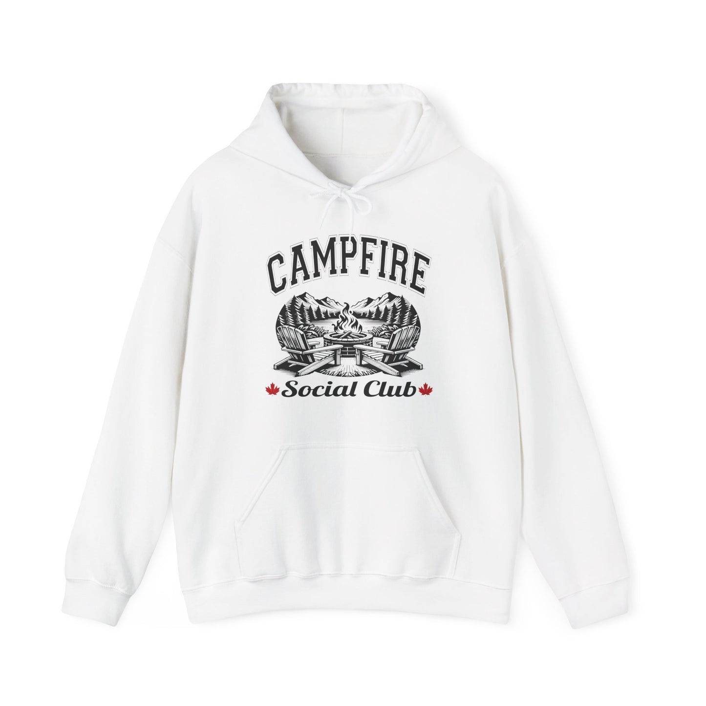Campfire Social Club Hoodie | HappyCamperCrew.Com 100% Authentic | Cozy Camping Hoodie | Unisex Hooded Sweatshirt for Nature Lovers, Casual Wear, Gift for Him/Her, Outdoor Adventures, Cozy Days & Warm Nights by the Campfire