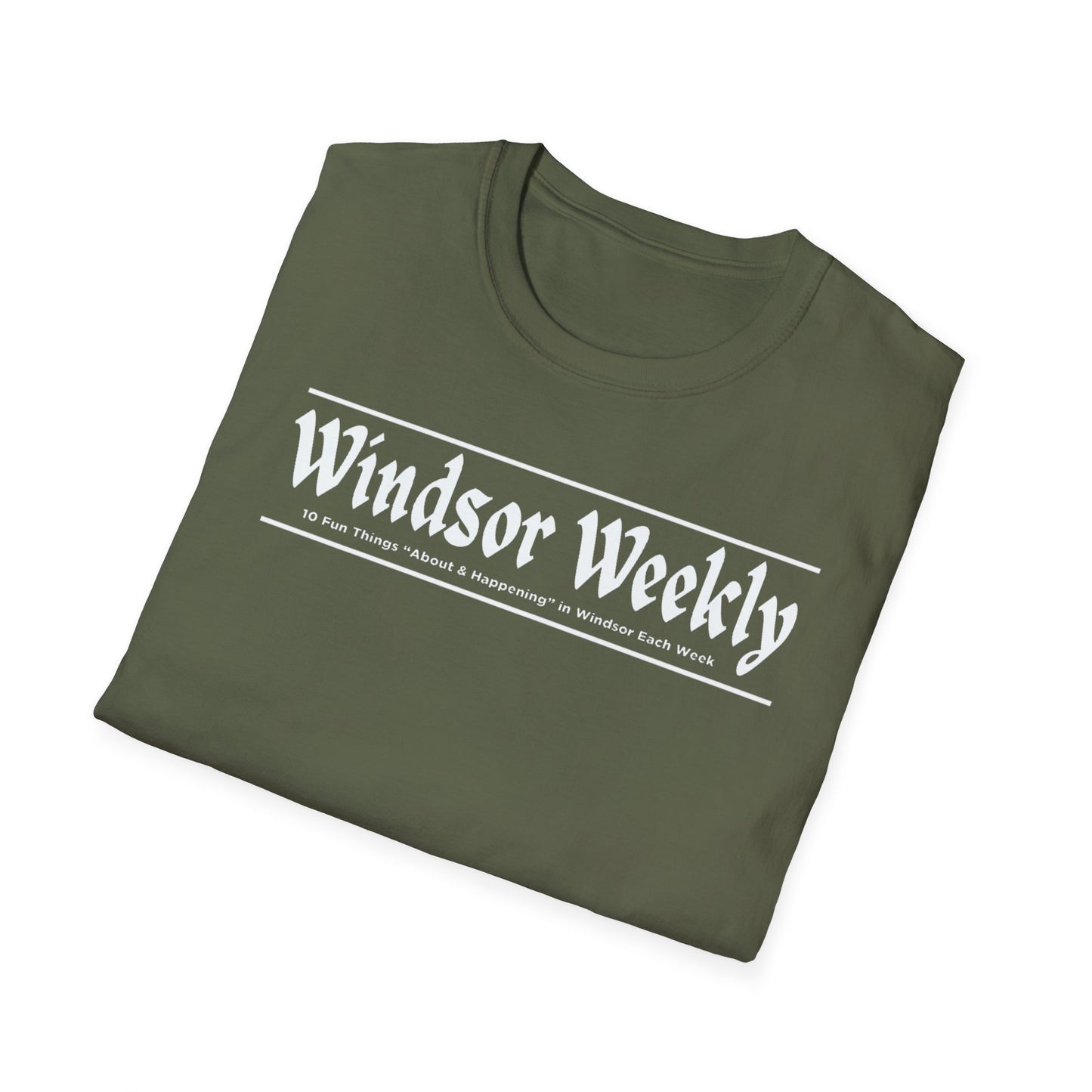 WINDSOR WEEKLY T-Shirt, Softstyle Graphic Tee, Unisex Casual Wear, Support Local Merch, Gift for Community Lovers FINKZ WINDSOR