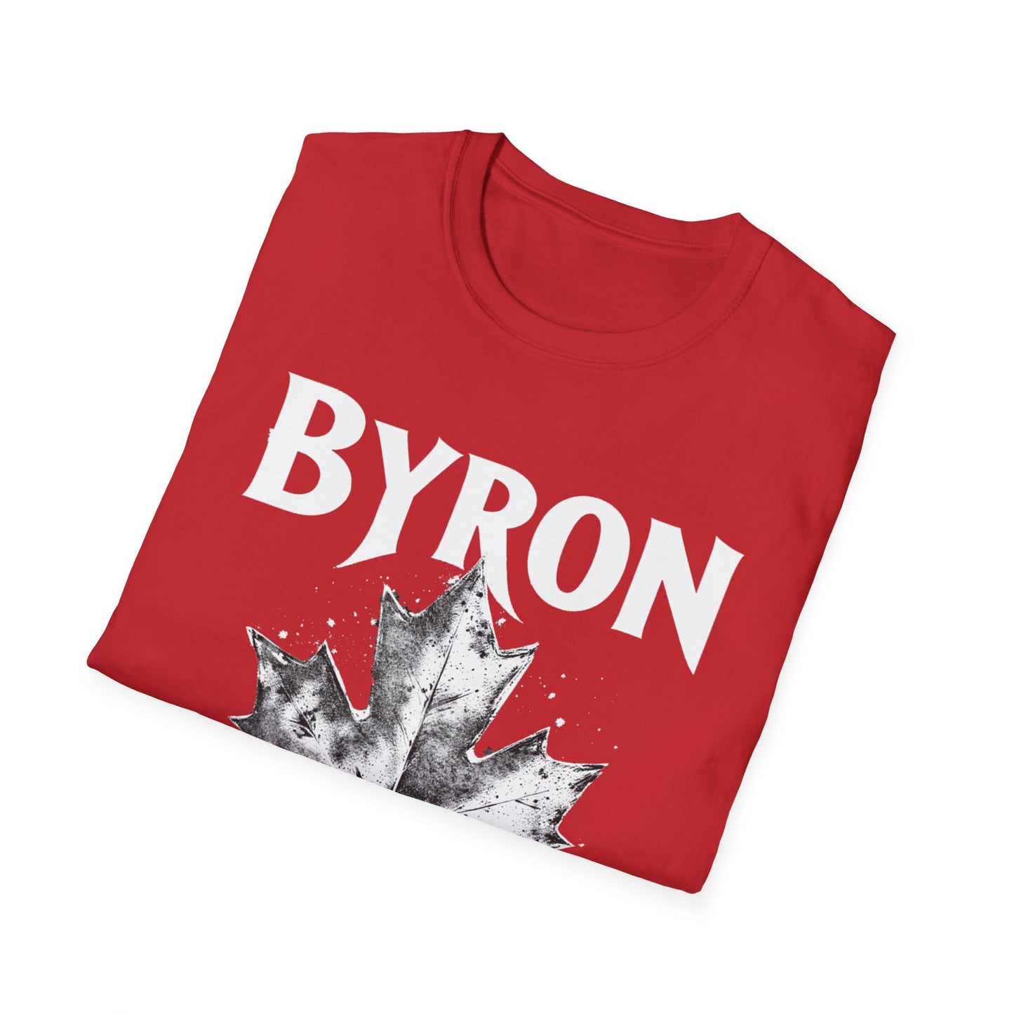 Byron Hardcore Rep'n White Leaf T-Shirt, c02-n02-s007 Softstyle Graphic Tee, Unisex Casual Wear, Support'n Locals Merch, Gift for Community Lovers.