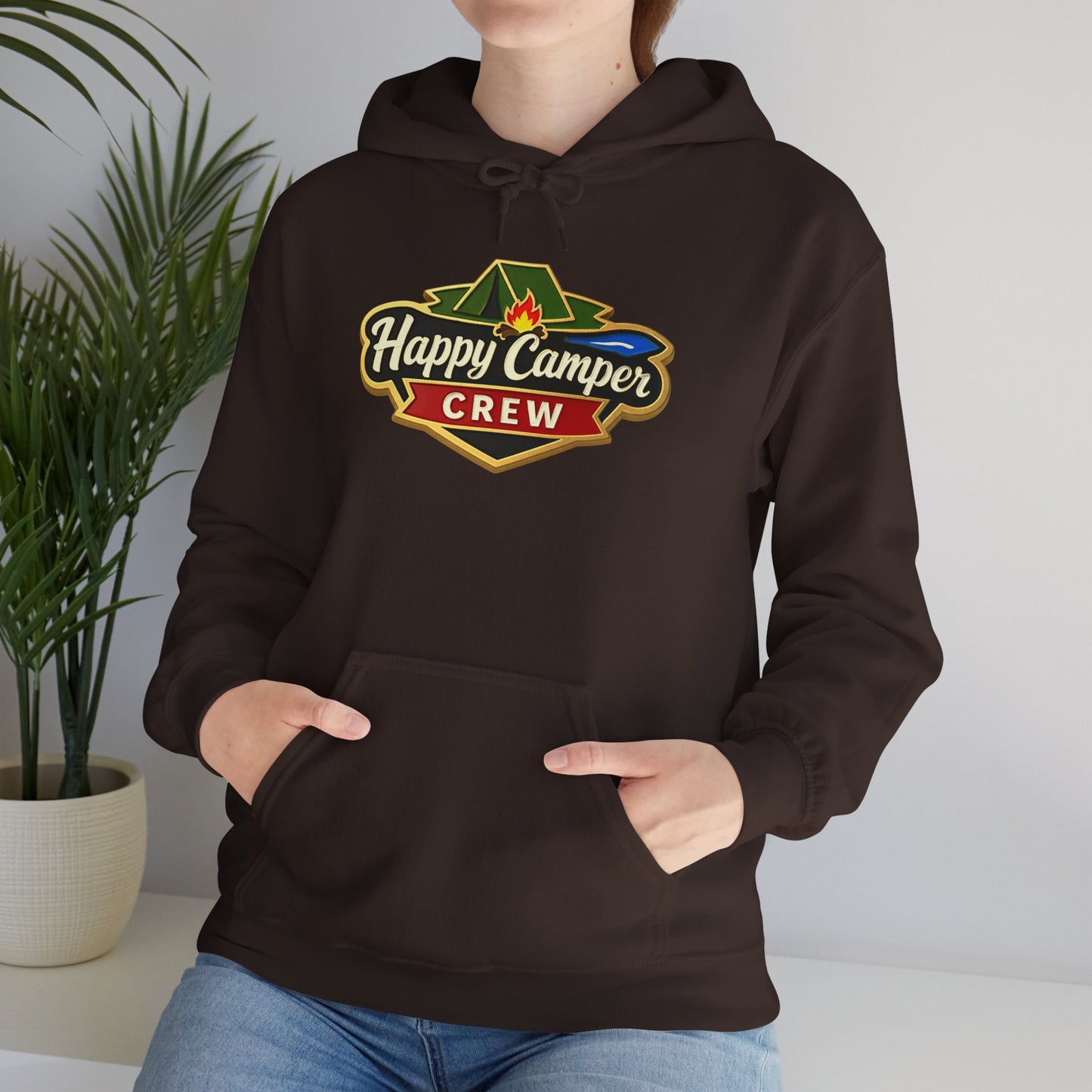 Happy Camper Crew - Dark Hoodie |  100% Authentic | Cozy Camping Hoodie | Unisex Hooded Sweatshirt for Nature Lovers, Casual Wear, Gift for Him/Her, Outdoor Adventures.. - HappyCamperCrew.com