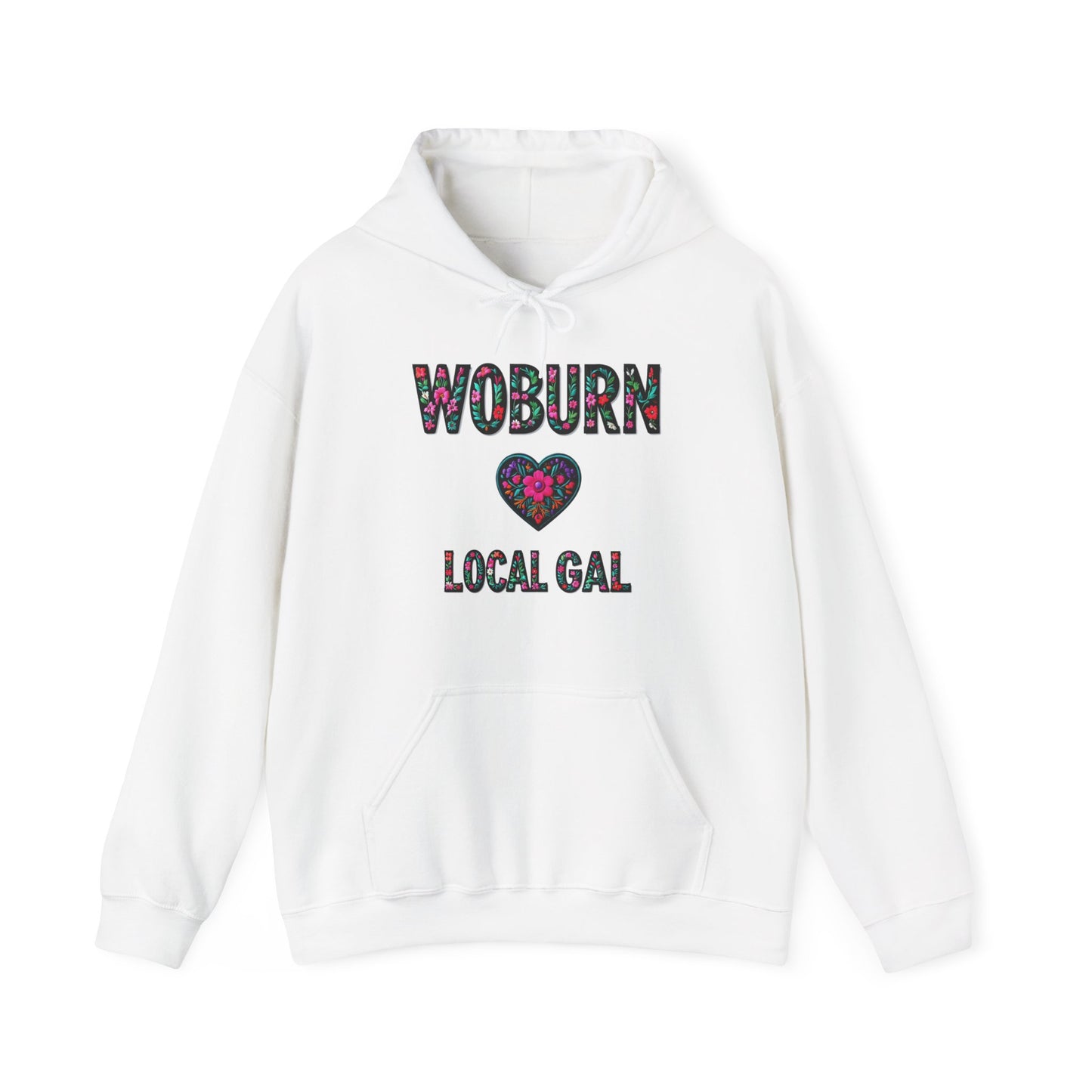 Woburn Local Gal Flower c06-n06-hs005, Hooded Sweatshirt -  Unisex Heavy Blend™ Pullover, Casual Hoodie for Every Day, Gift for Friends, Support'n Locals -Local Pride Apparel Support Your Community