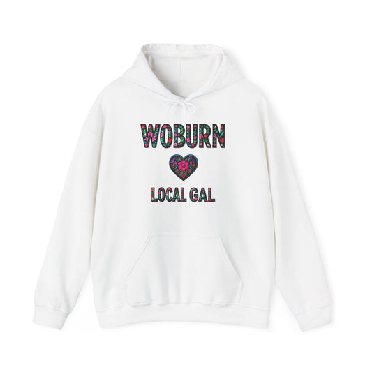 Woburn Local Gal Flower c06-n06-hs005, Hooded Sweatshirt -  Unisex Heavy Blend™ Pullover, Casual Hoodie for Every Day, Gift for Friends, Support'n Locals -Local Pride Apparel Support Your Community