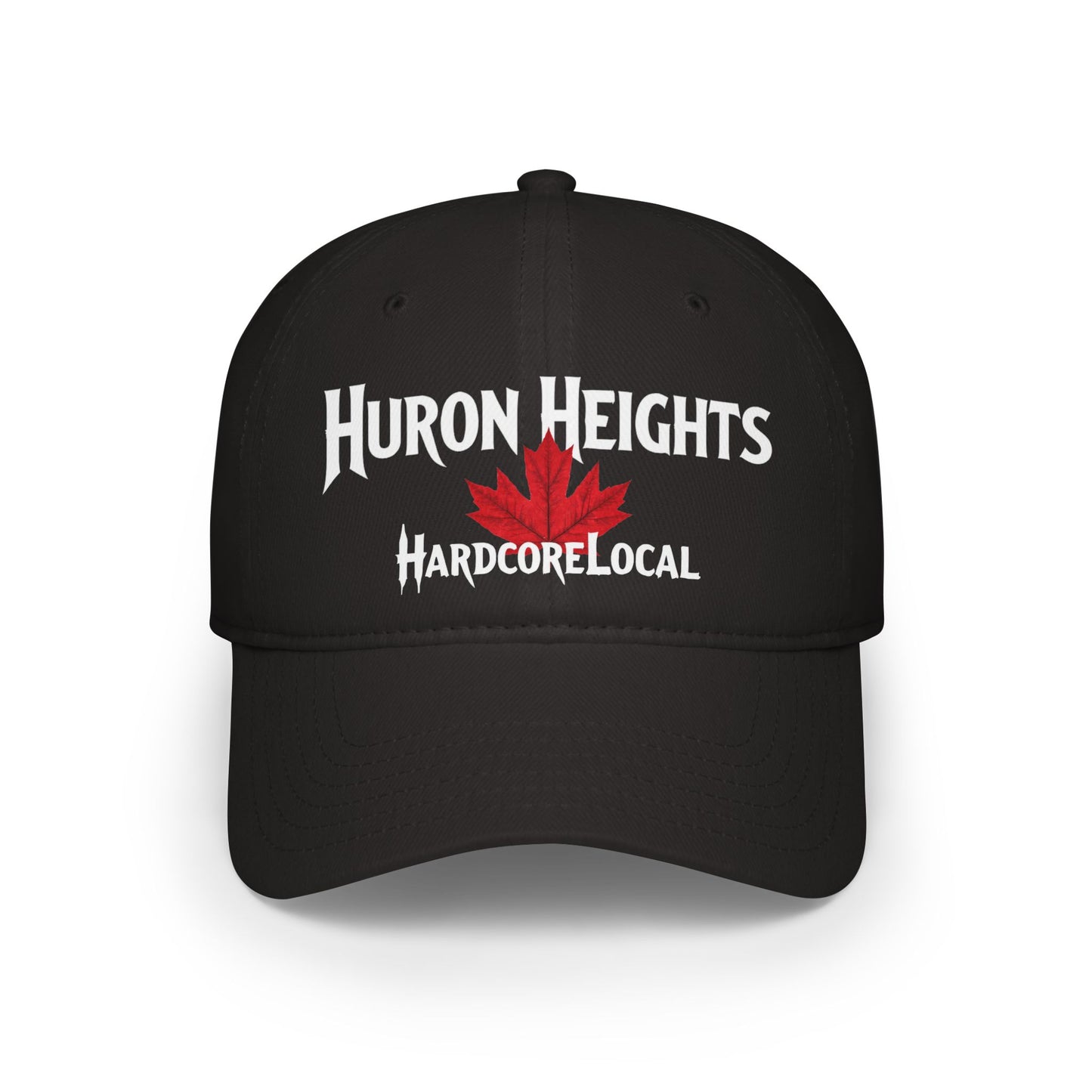 Huron Heights HARDCORE LOCAL Red LEAF Low Profile Baseball Cap - Hat for Community Lovers