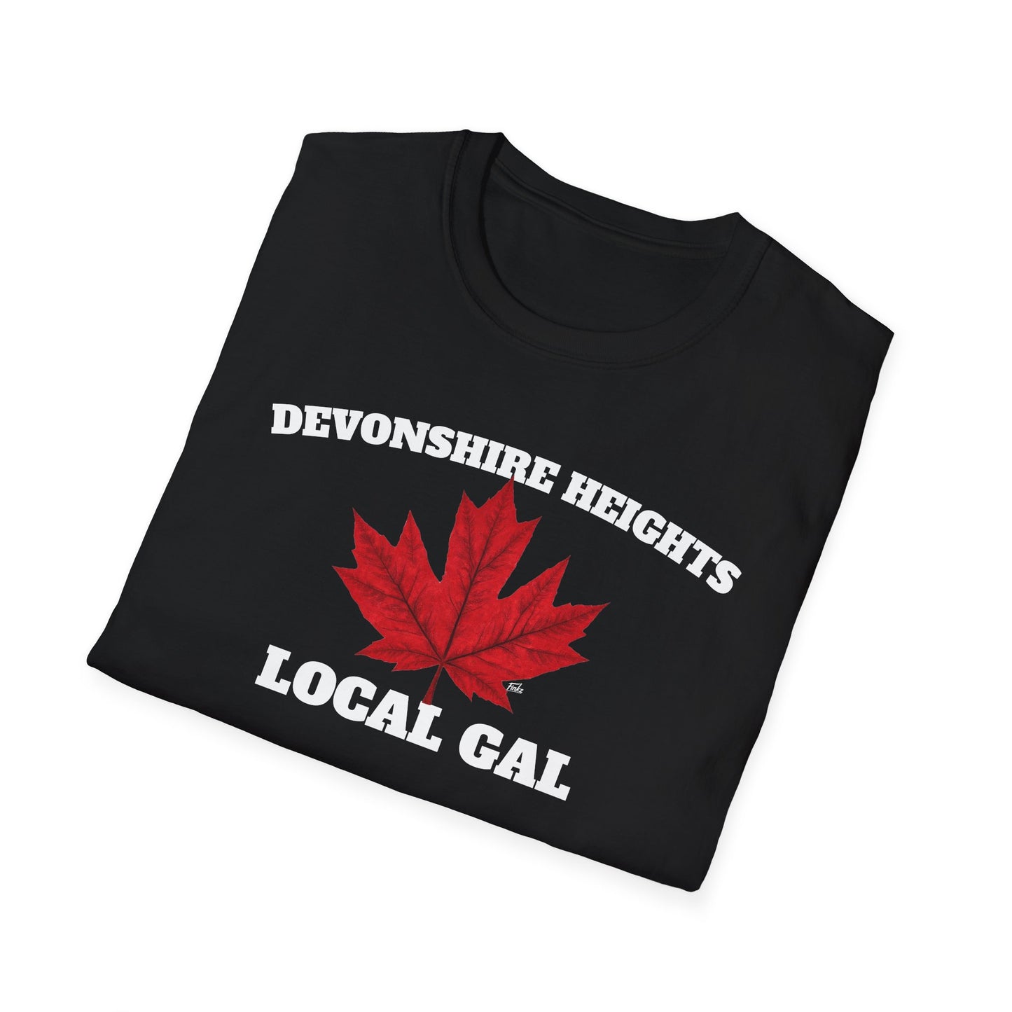 DEVONSHIRE HEIGHTS Local Gal Red Leaf T-Shirt, Softstyle Graphic Tee, Unisex Casual Wear, Support Local Merch, Gift for Community Lovers, Finkz Windsor