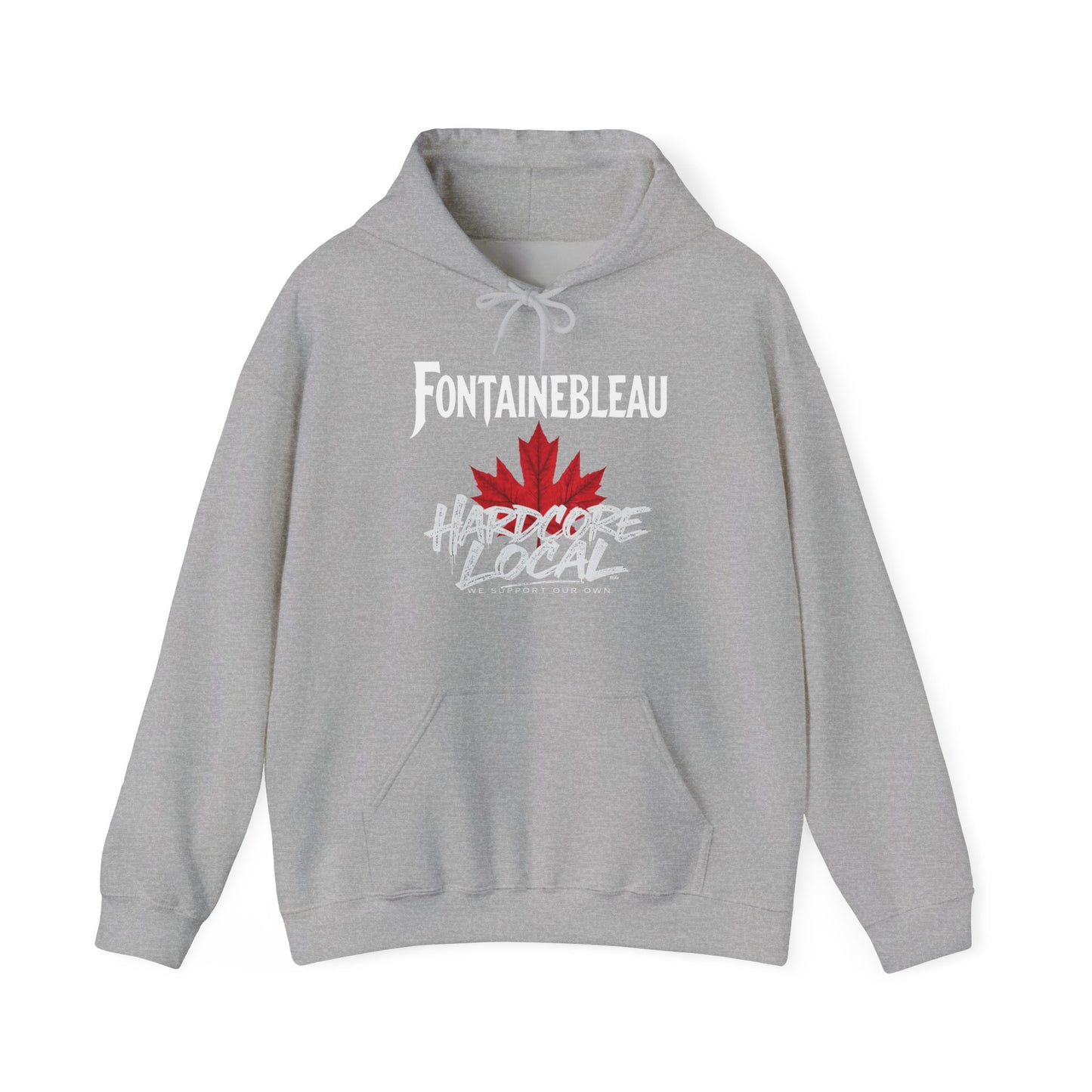 Fontainebleau HARDCORE LOCAL red leaf, Hooded Sweatshirt - c01-n11-hs006 Unisex Heavy Blend™ Pullover, Casual Hoodie for Every Day, Gift for Friends, Support'n Locals -Local Pride Apparel Support Your Community