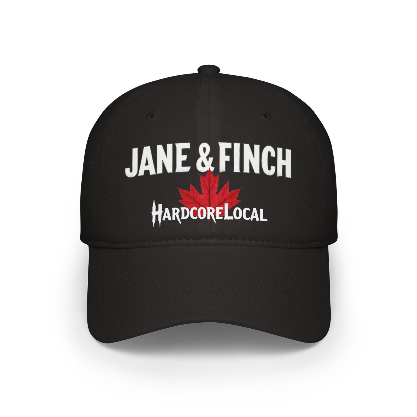 Jane & Finch HARDCORE LOCAL Red LEAF Low Profile Baseball Cap - Hat for Community Lovers