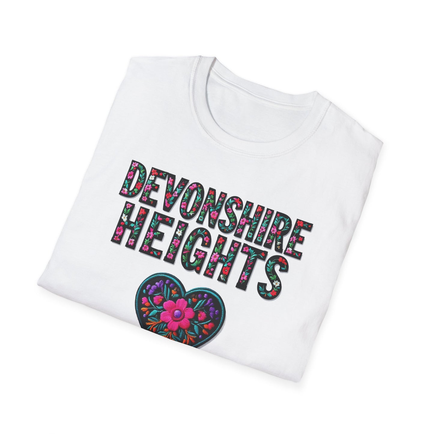 DEVONSHIRE HEIGHTS Local Gal Flower-Heart T-Shirt, 3 Softstyle Graphic Tee, Unisex Casual Wear, Support Local Merch, Gift for Community Lovers, Finkz WINDSOR