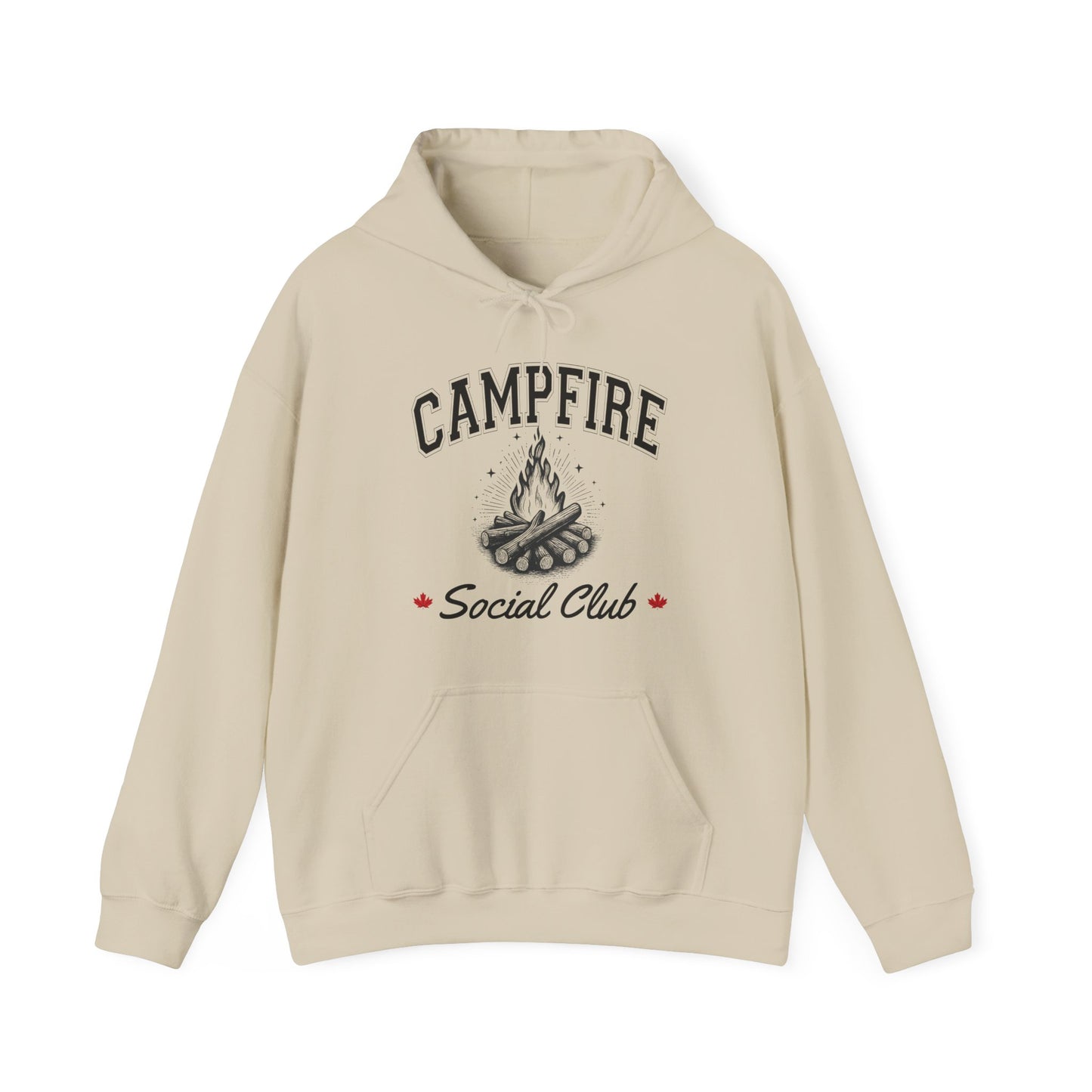 Fire Campfire Social Club No Leaf Cozy Hoodie | Unisex Sweatshirt for Nature Lovers, Casual Wear, Gift for Him/Her, Outdoor Adventures, Cozy Days Canada Patriotic