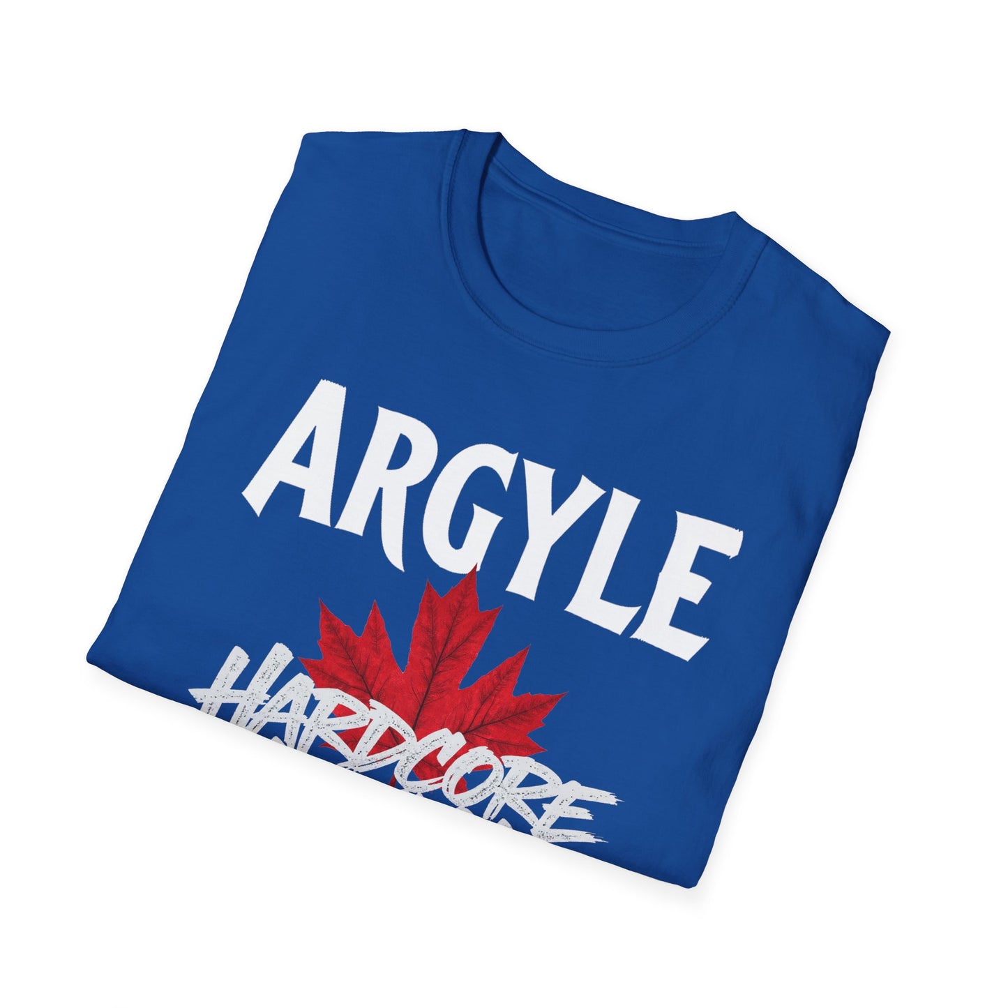 Argyle Hardcore We Support Our Own Red Leaf T-Shirt, c02-n01-s006 Softstyle Graphic Tee, Unisex Casual Wear, Support'n Locals Merch, Gift for Community Lovers.