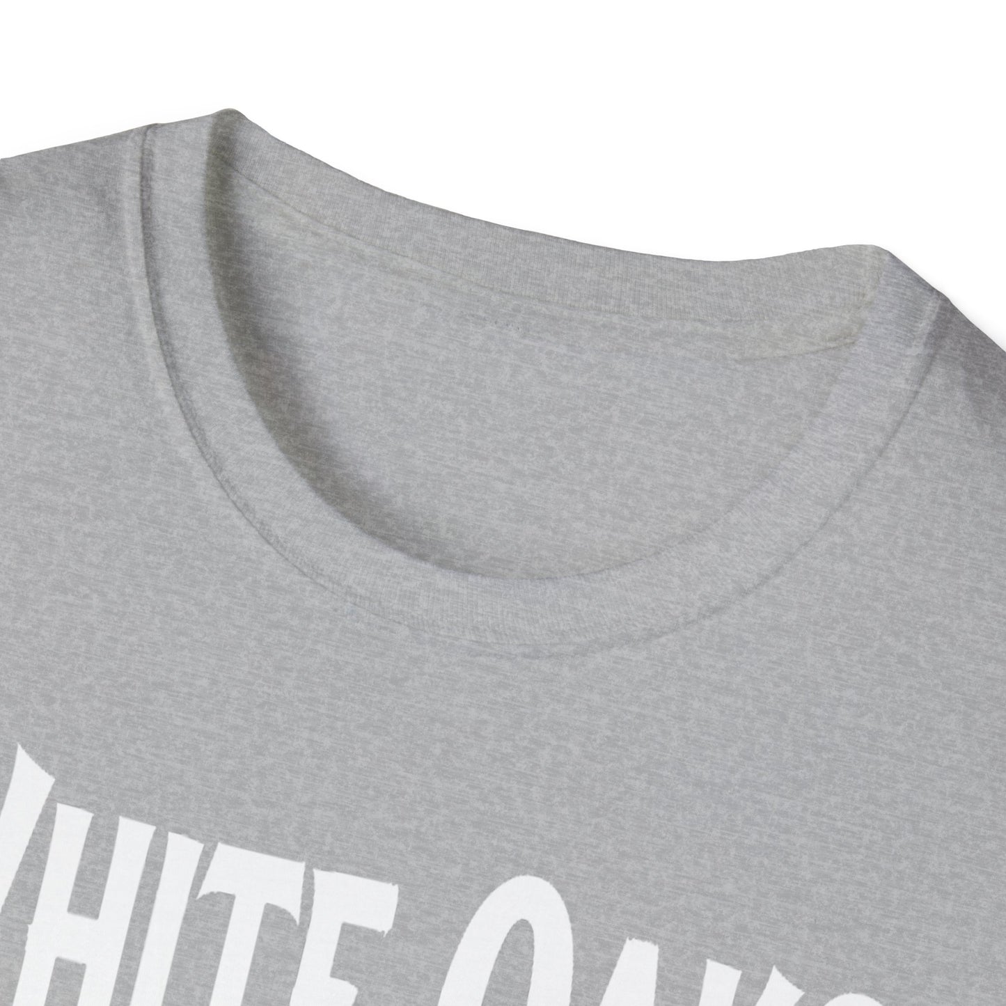 White Oaks Hardcore Rep'n White Leaf T-Shirt, c02-n09-s007 Softstyle Graphic Tee, Unisex Casual Wear, Support'n Locals Merch, Gift for Community Lovers.