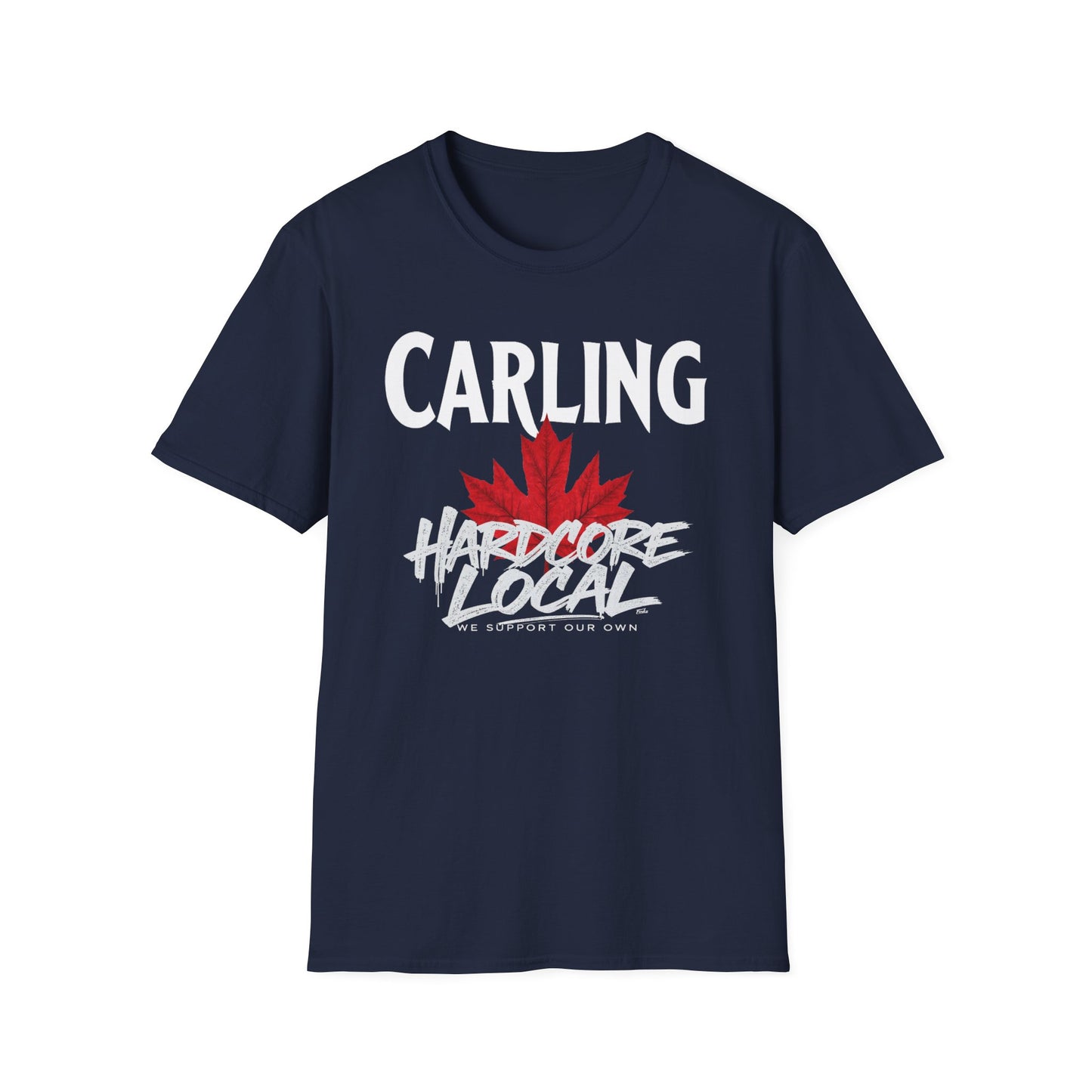 Carling Hardcore We Support Our Own Red Leaf T-Shirt, c02-n03-s006 Softstyle Graphic Tee, Unisex Casual Wear, Support'n Locals Merch, Gift for Community Lovers.