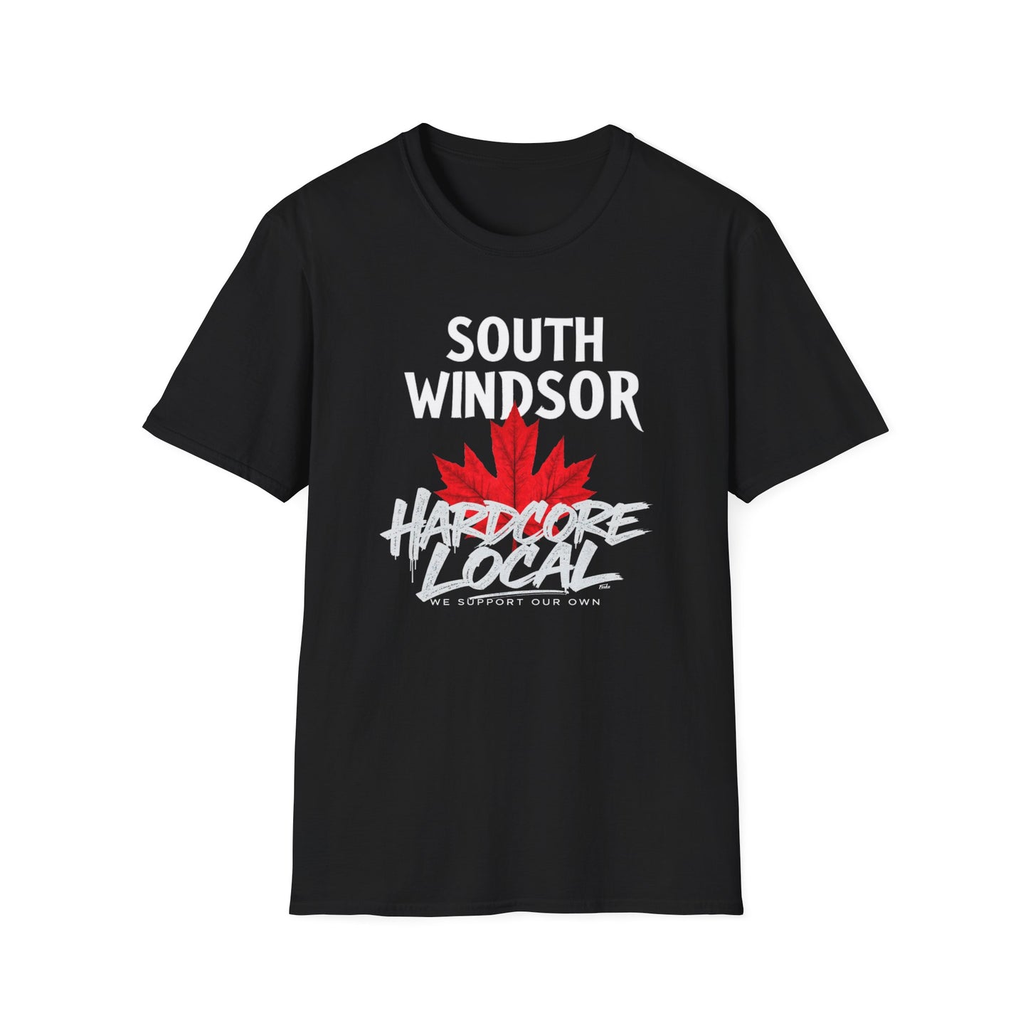 SOUTH WINDSOR Hardcore Local, We Support Our Own,  Red Leaf 3 T-Shirt, Softstyle Graphic Tee, Unisex Casual Wear, Support Local Merch, Gift for Community Lovers, FINKZ WINDSOR