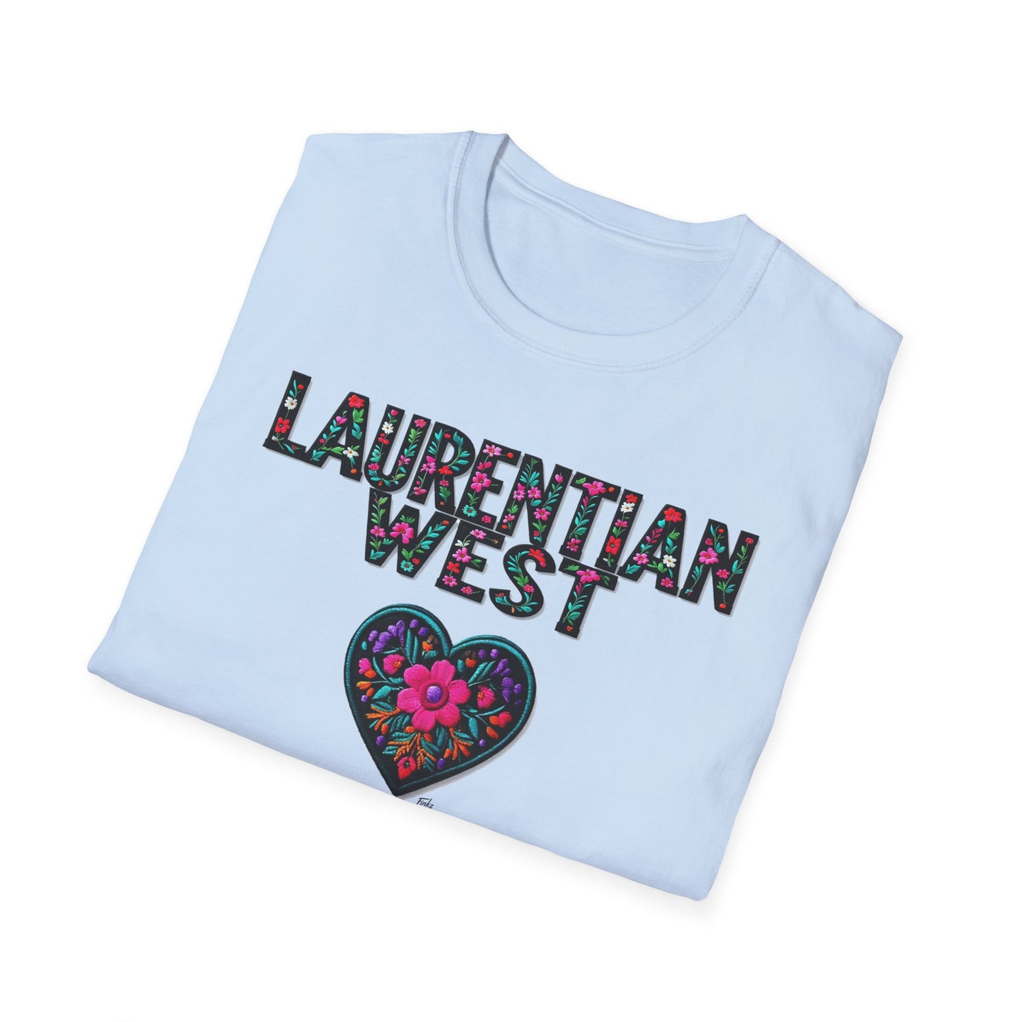 Laurentian West Local Gal Flower-Heart T-Shirt, c03-n01-s005 Softstyle Graphic Tee, Unisex Casual Wear, Support Local Merch, Gift for Community Lovers, Finkz WINDSOR