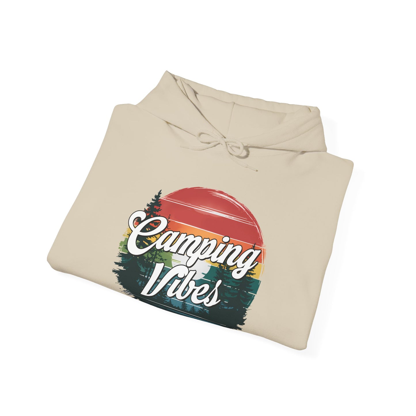 Camping Vibes Hoodie | HappyCamperCrew.Com 100% Authentic | Cozy Camping Hoodie | Unisex Hooded Sweatshirt for Nature Lovers, Casual Wear, Gift for Him/Her, Outdoor Adventures, Cozy Days & Warm Nights by the Campfire